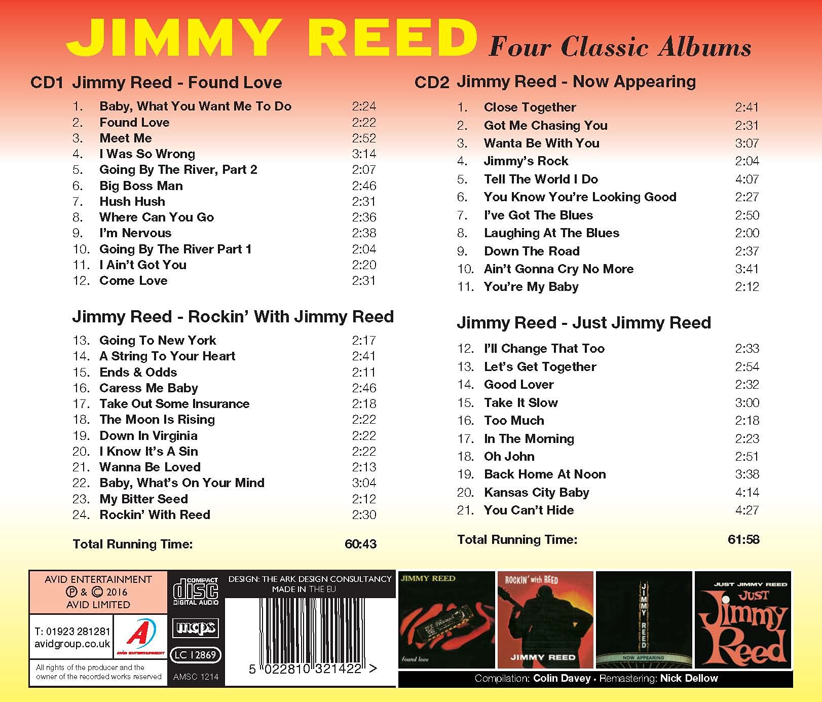 Jimmy Reed Four Classic Albums Found Love Rockin' With Jimmy Reed Now Appearing Just Jimmy Reed