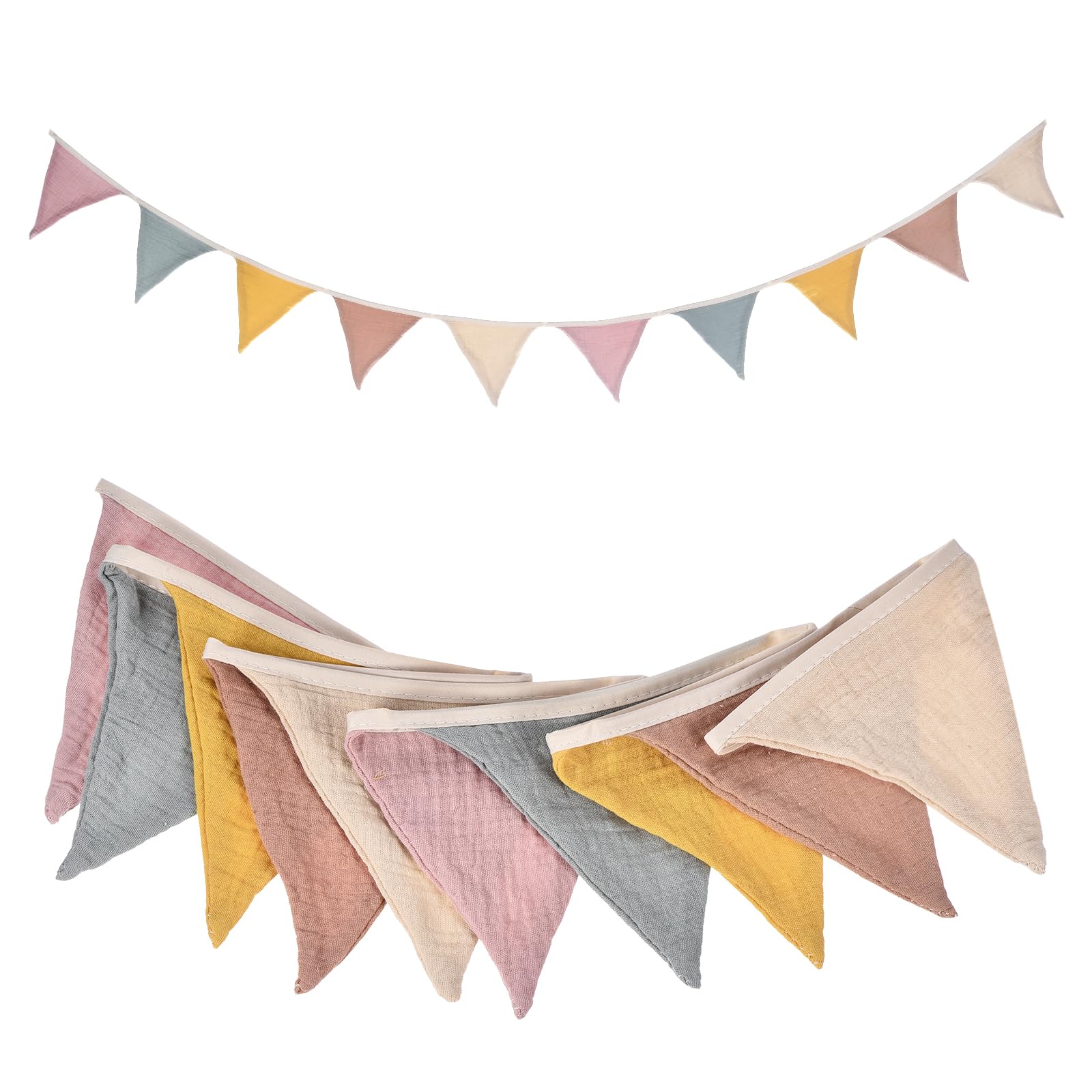 sourcing map Pennant Banner Flags, 236cm x 12cm Cotton Fabric Triangle Flags Wall Decor for Picnic Wedding Christmas Outdoor Birthday Party BBQ Decorations, Multicolor