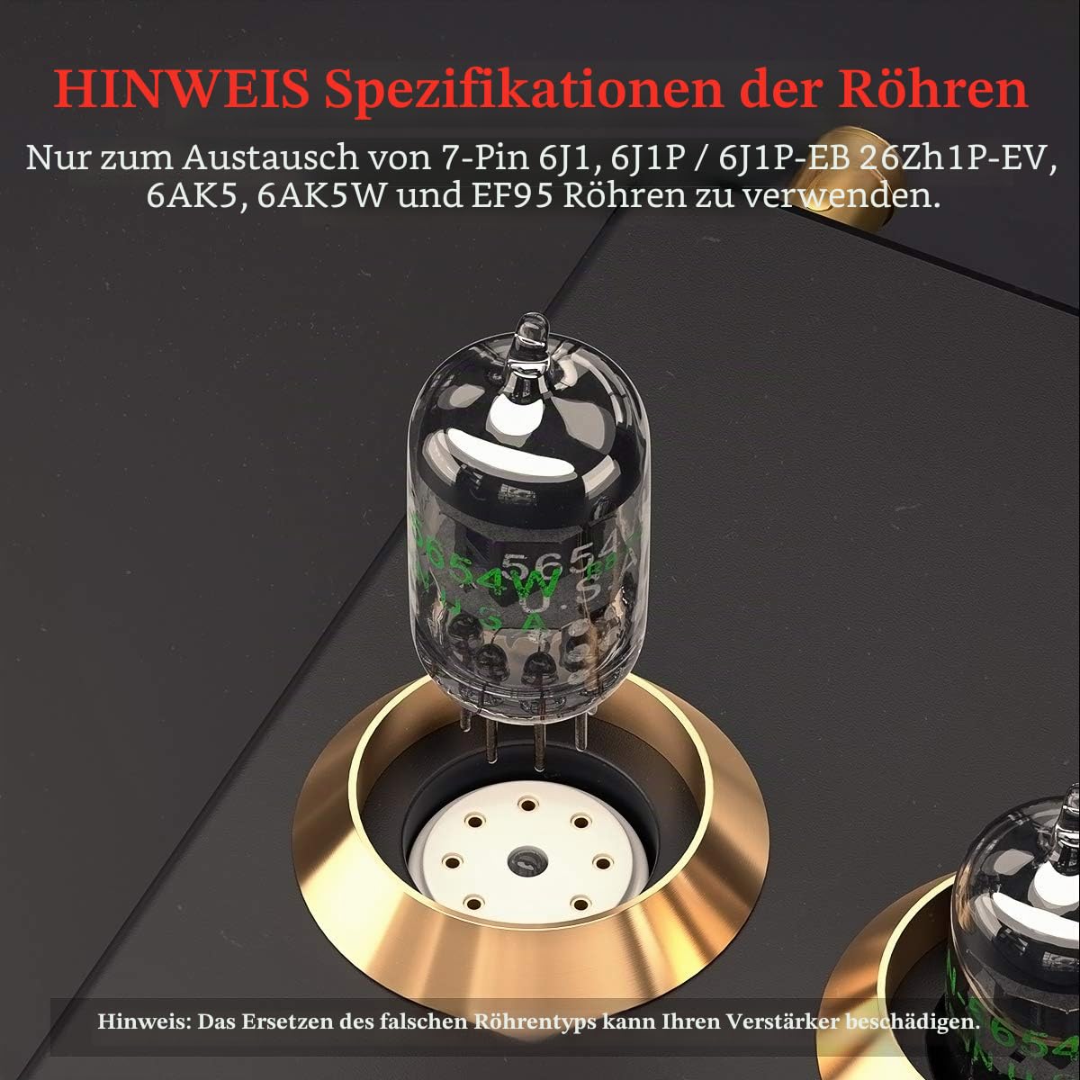 Fosi Audio 5654W Vakuumröhren 2 Stücke, 7-Pin Aufrüstung für 6AK5/6J1/6J1P/EF95 Kupplungsröhren, geeignet HiFi Verstärker