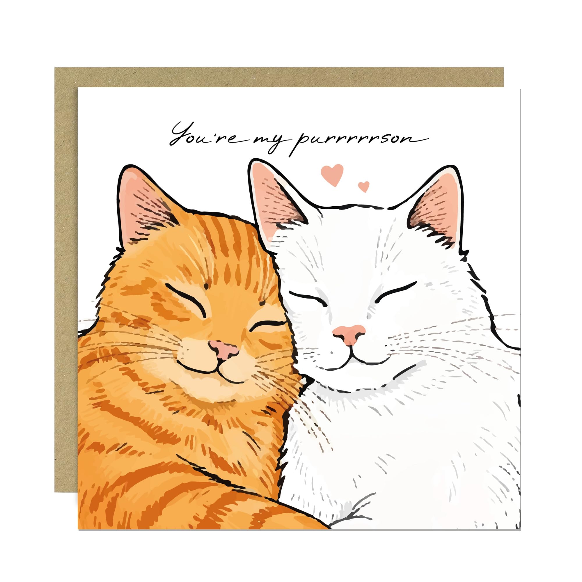RED OCEAN Valentines Card, Valentines Day Card, I Love You Beary Much, Card For Boyfriend, Girlfriend, Husband, Wife, Card For Anniversary With Kraft Envelope (14cm x 14cm, Purrson Cats)