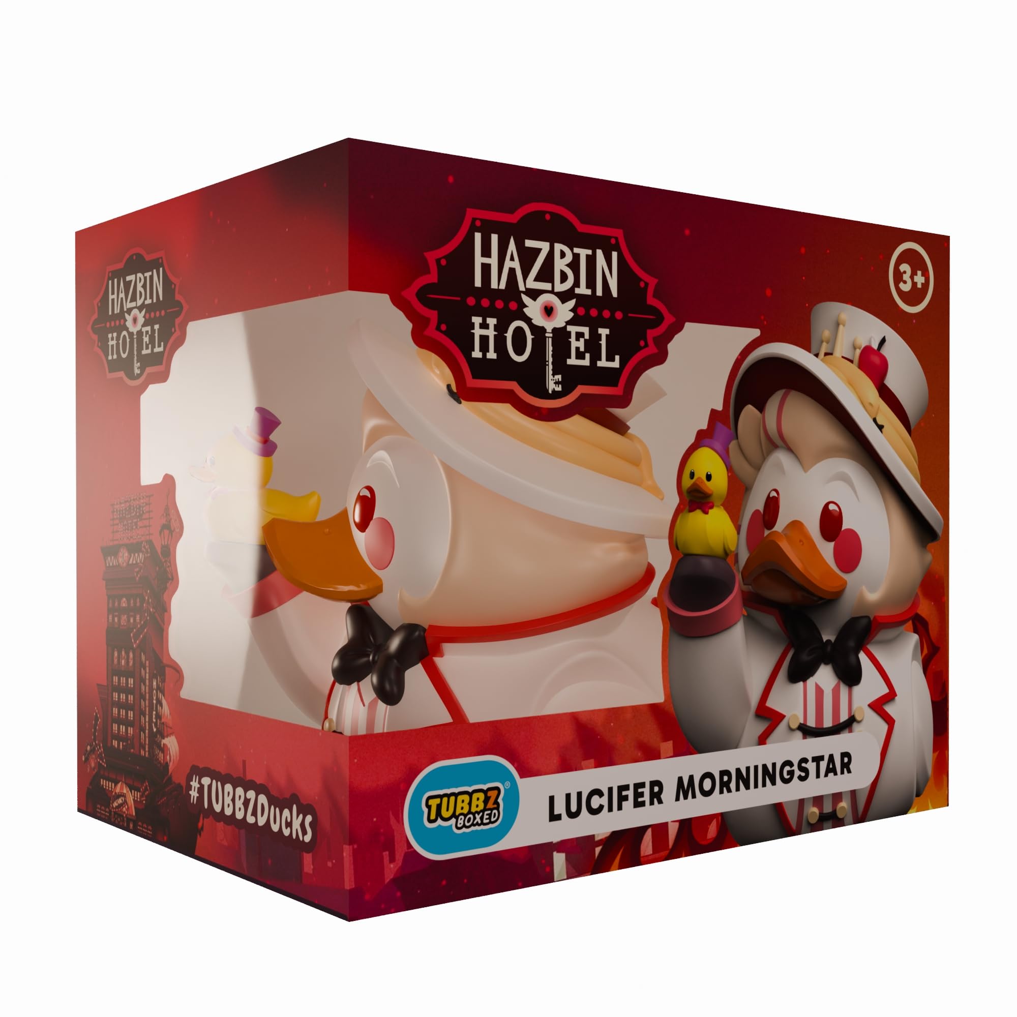 TUBBZ Boxed Edition: Hazbin Hotel - Lucifer Morningstar Cosplaying Rubber Duck Vinyl Figure – Official Collectible for Fans of Hellaverse
