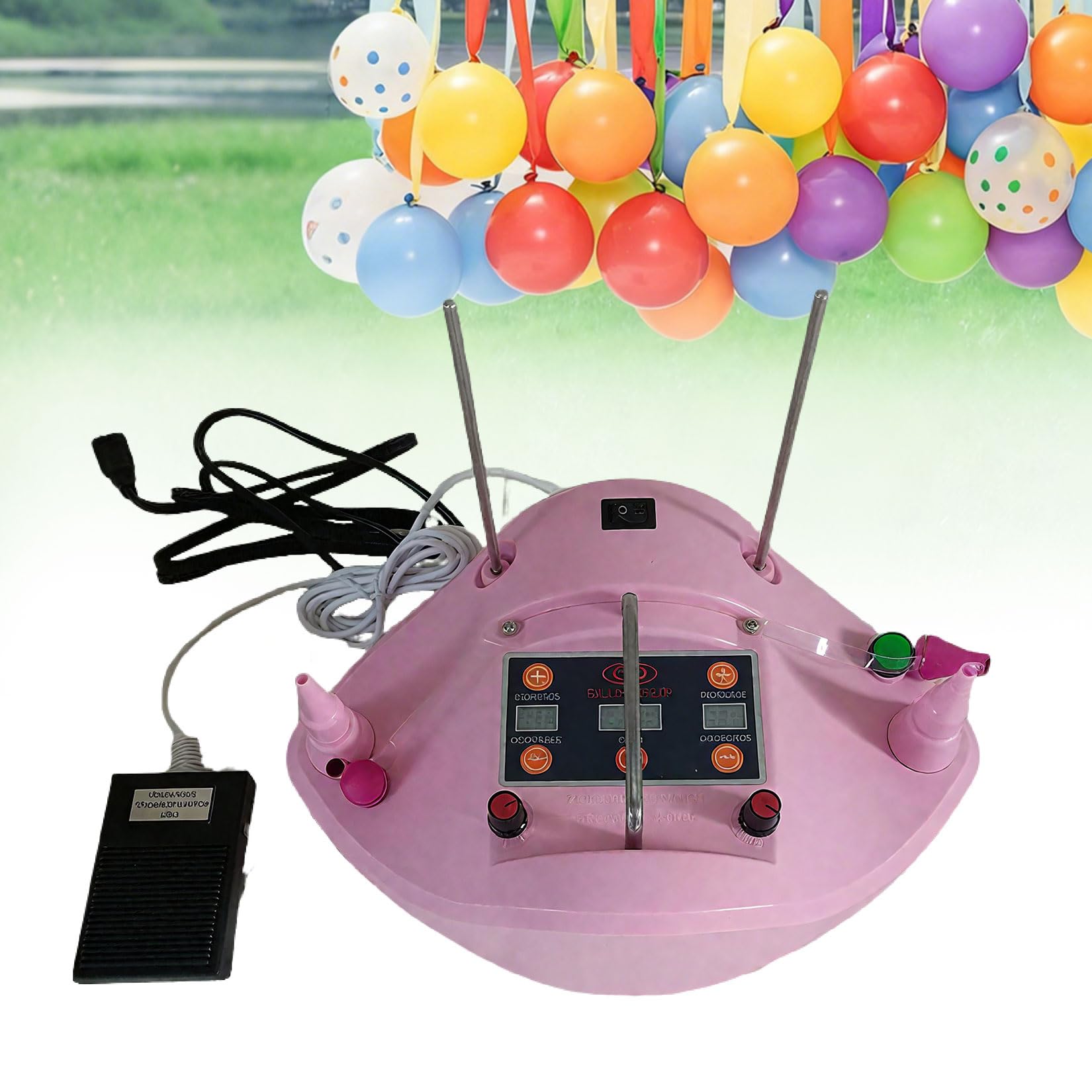Bomba Eléctrica para Globos,Portátil,Bomba De Inflador De Globo Inflador Cuantitativo,Doble Boquilla,with Foot Pedal,para Fiesta, Boda, Cumpleaños,Decoración de Festivales