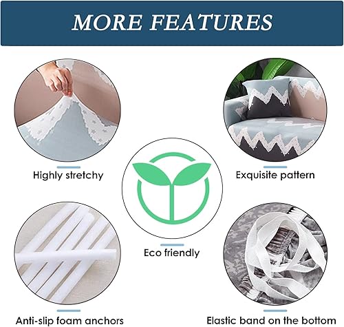 Miniatura 3 de Funda de sofá estampada, funda elástica para sofá, fundas universales para muebles, fundas de sofá para sofá de 3 cojines con 1 funda de almohada