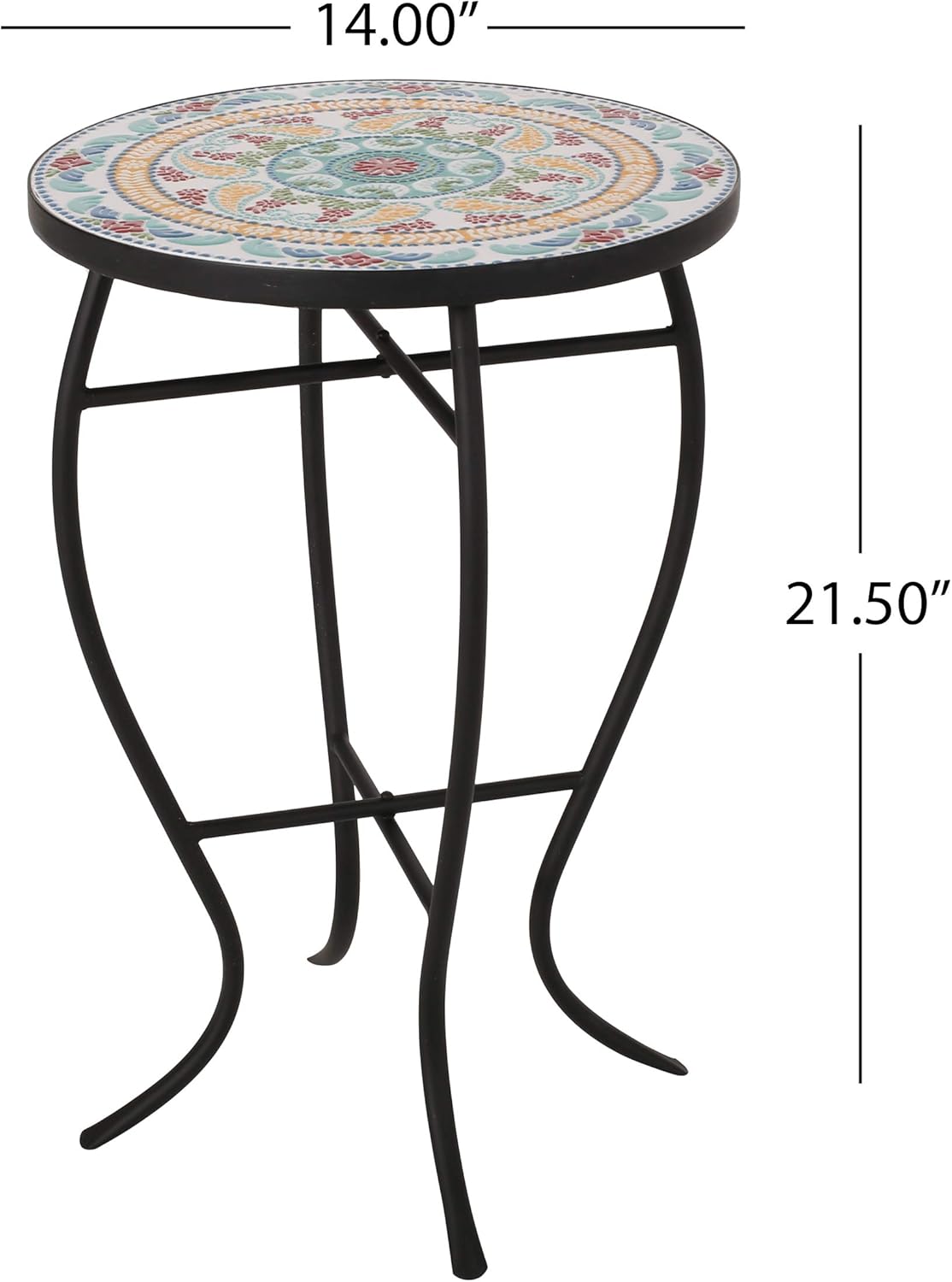 Christopher Knight Home Ignativs Indoor Side Table with Tile Top, Yellow, Red, and Black