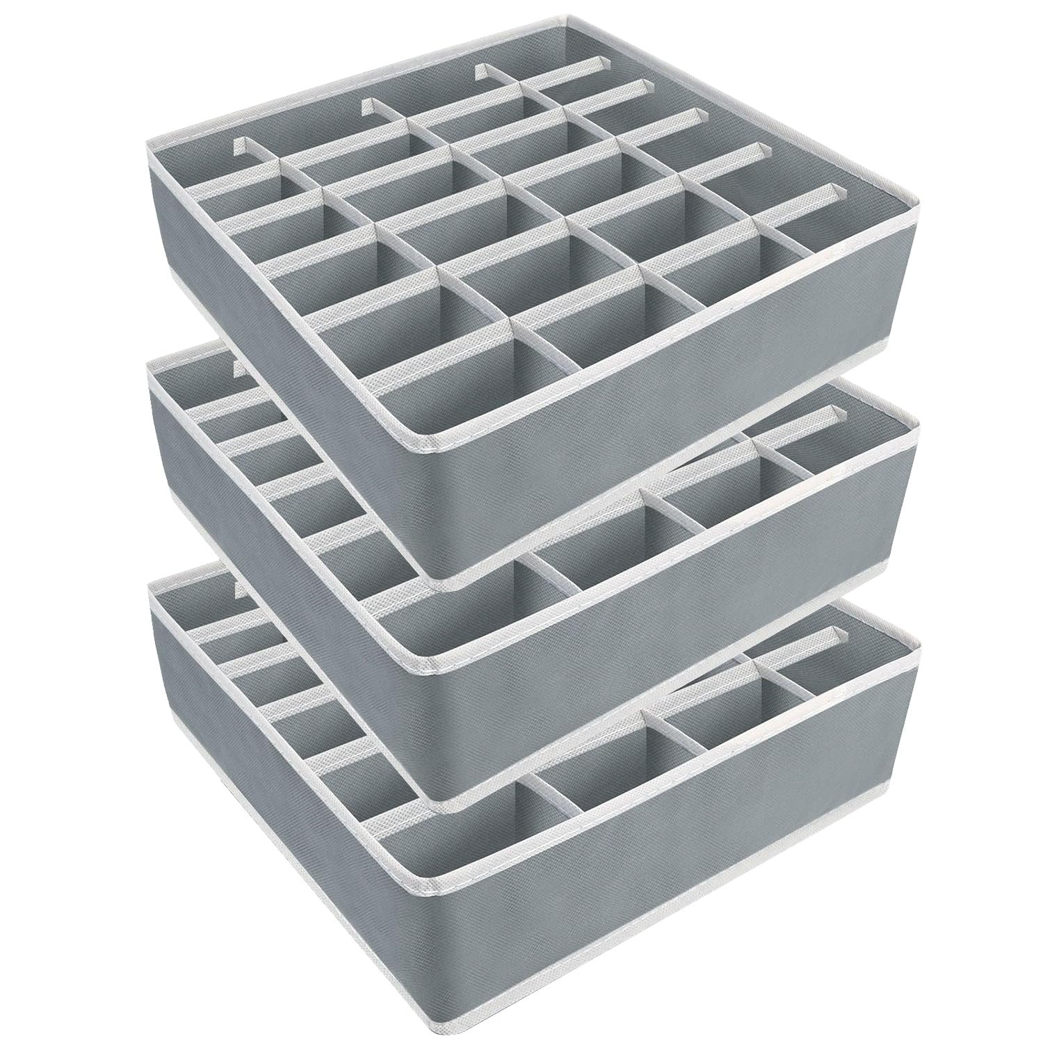 APACALI Set 12 Organizer Per Cassetti – Pieghevoli In Tessuto Non Tessuto – Beige – 3 Dimensioni