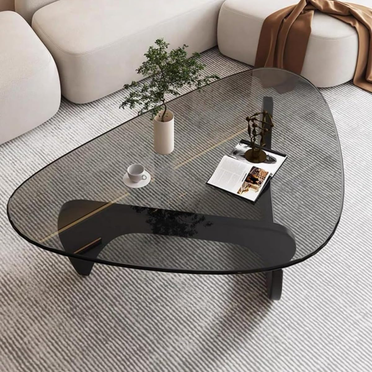 Amazon.co.jp: Cutdred ガラス センターテーブル、丸 ガラス