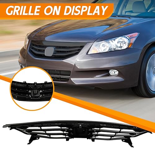 Miniatura 6 de YLT AUTO Kit de repuesto de protector de rejilla superior de parachoques delantero, cubierta frontal de ABS, color negro brillante, rejilla de