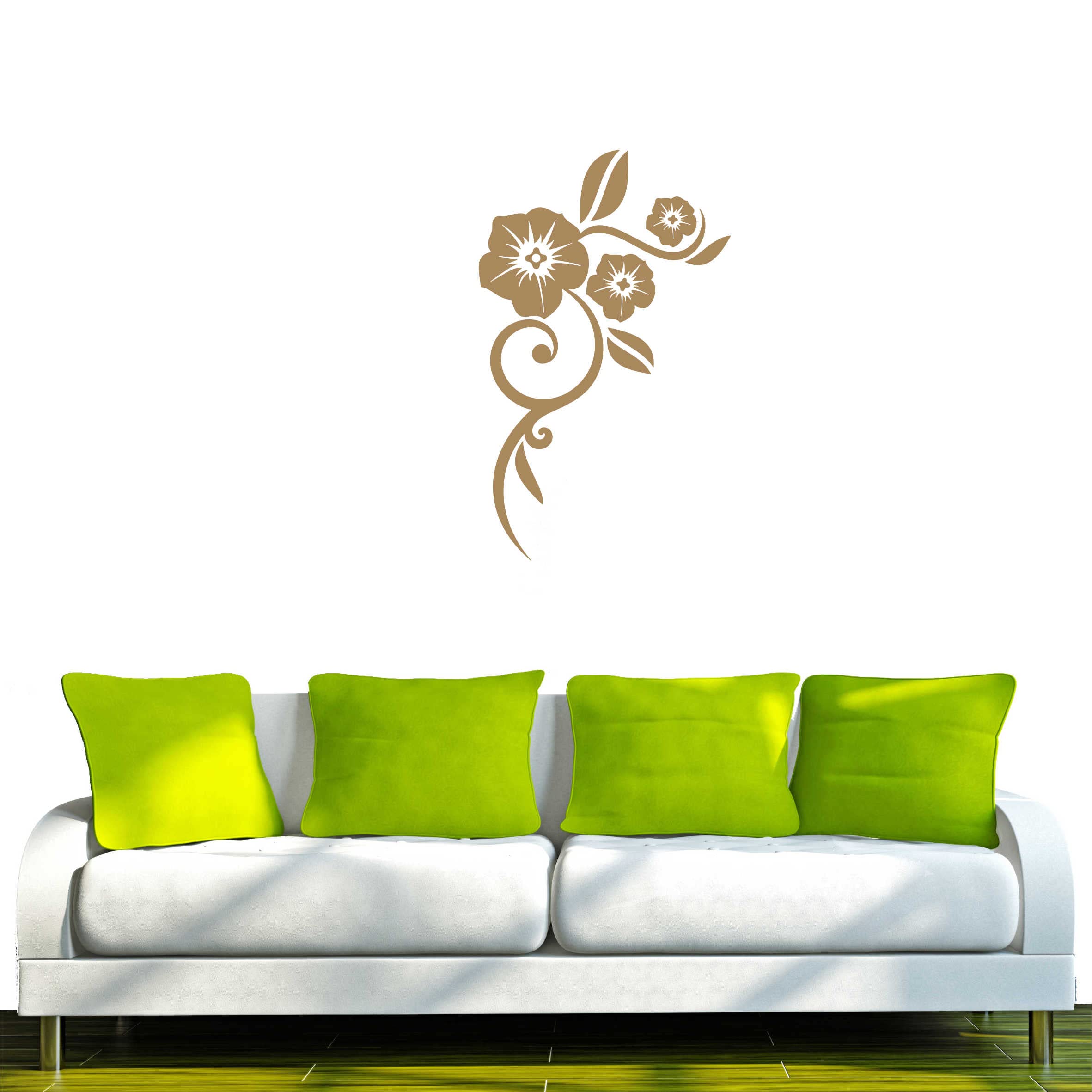 INDIGOS UG - Decalcomanie da muro - adesivi da parete - Murale - f274 con fiori e viticci, 160 x 98 cm, colore marrone chiaro, - Decorazione per soggiorno, camera dei bambini, ufficio, scuola