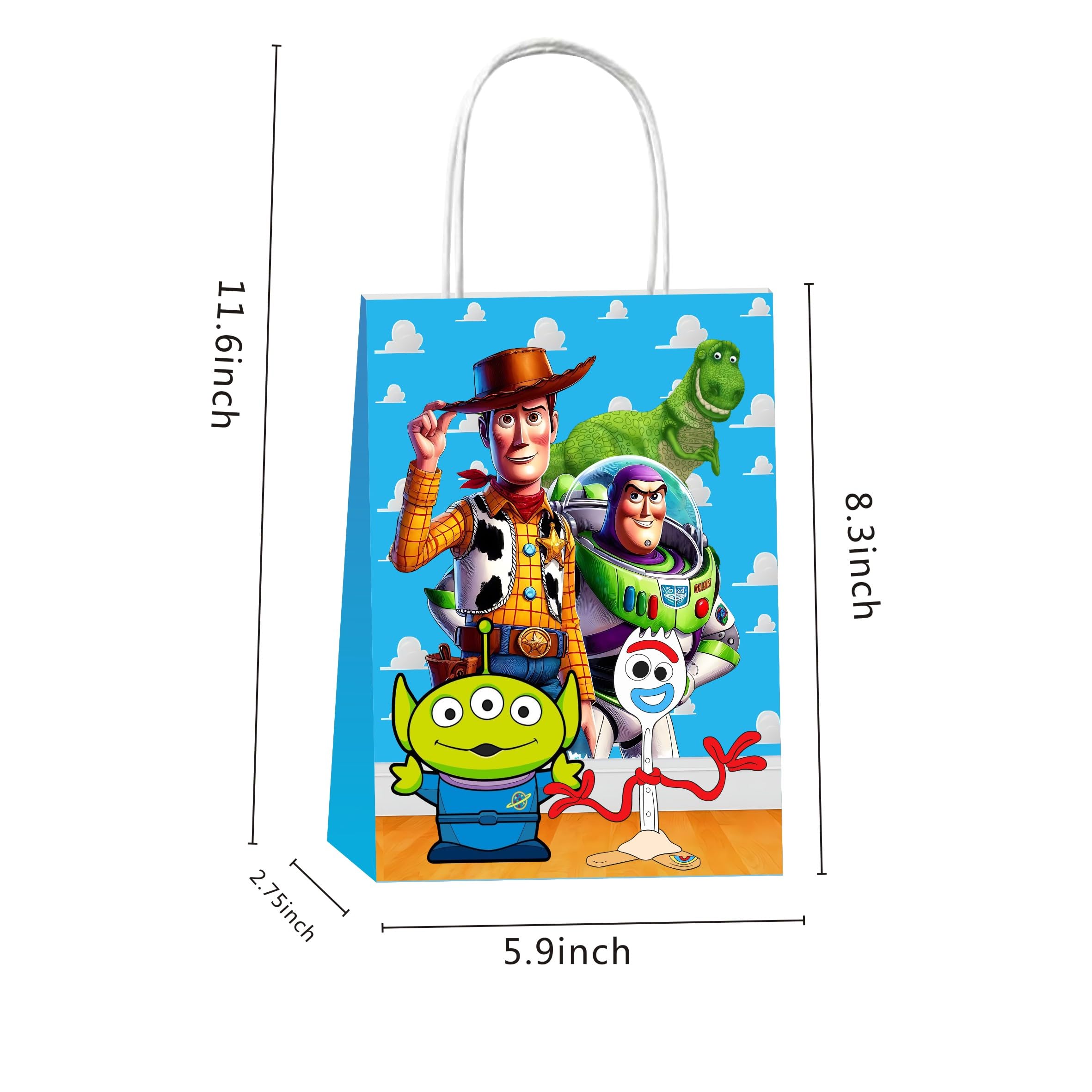 Kuailaihai 12pcs Cartoon For Toy Inspired Story Party Gift Bags with Handles,Cartoon Birthday Party Supplies for Party Decorations.