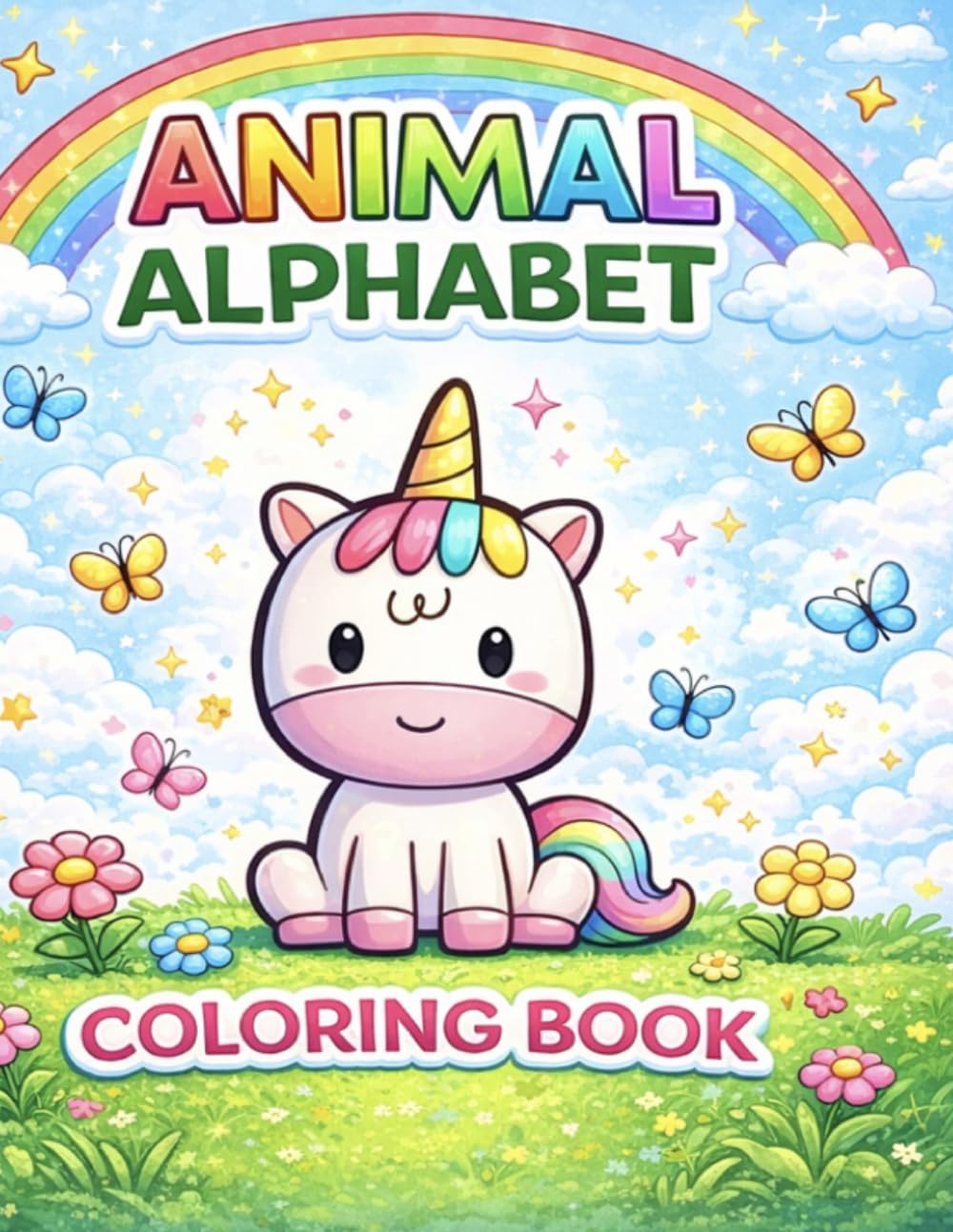 Animal Alphabet Coloring Book For Kids: Ages 3-6: Cute ABC Animals for Toddlers and Preschool Learning