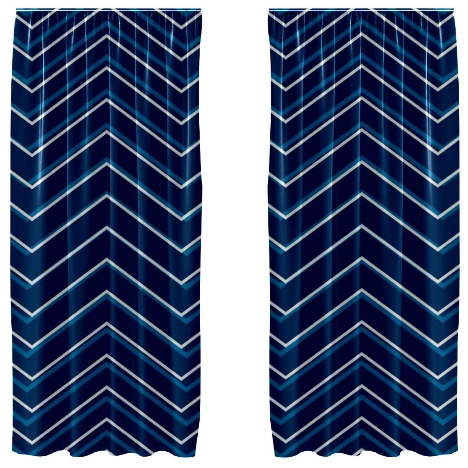 Cortinas de panel con bolsillo para barra en color azul y tejido ligero decorativo