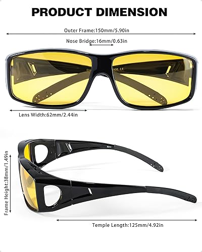 Miniatura 4 de IGnaef Lentes de conducción de visión nocturna para hombres y mujeres, lentes polarizados antirreflejos amarillos para la noche, IF0311