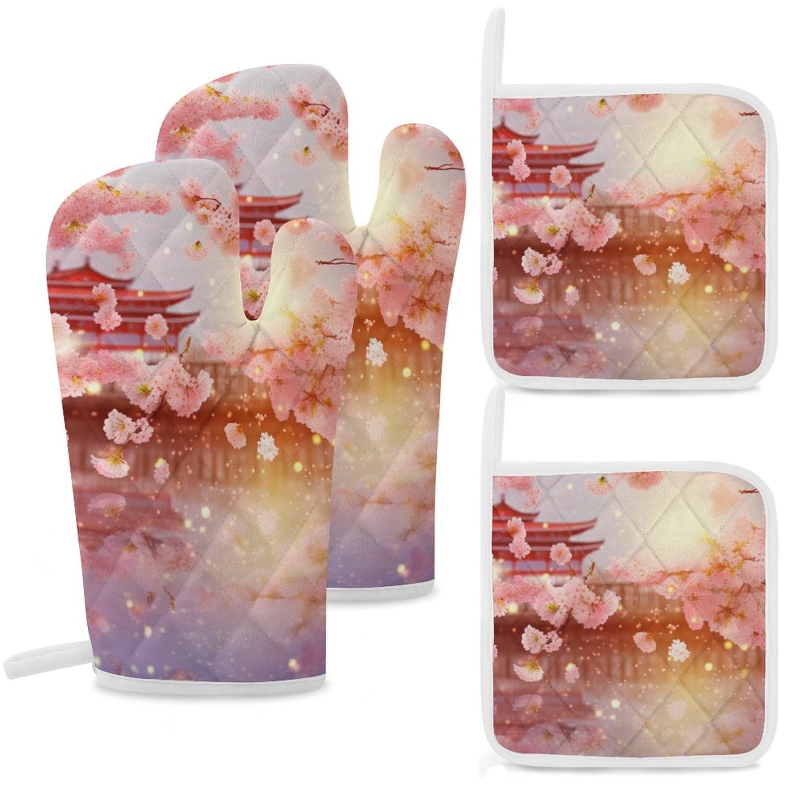 Gants et maniques fleurs de cerisier, le cadeau de cuisine idéal pour cuisiniers passionnés