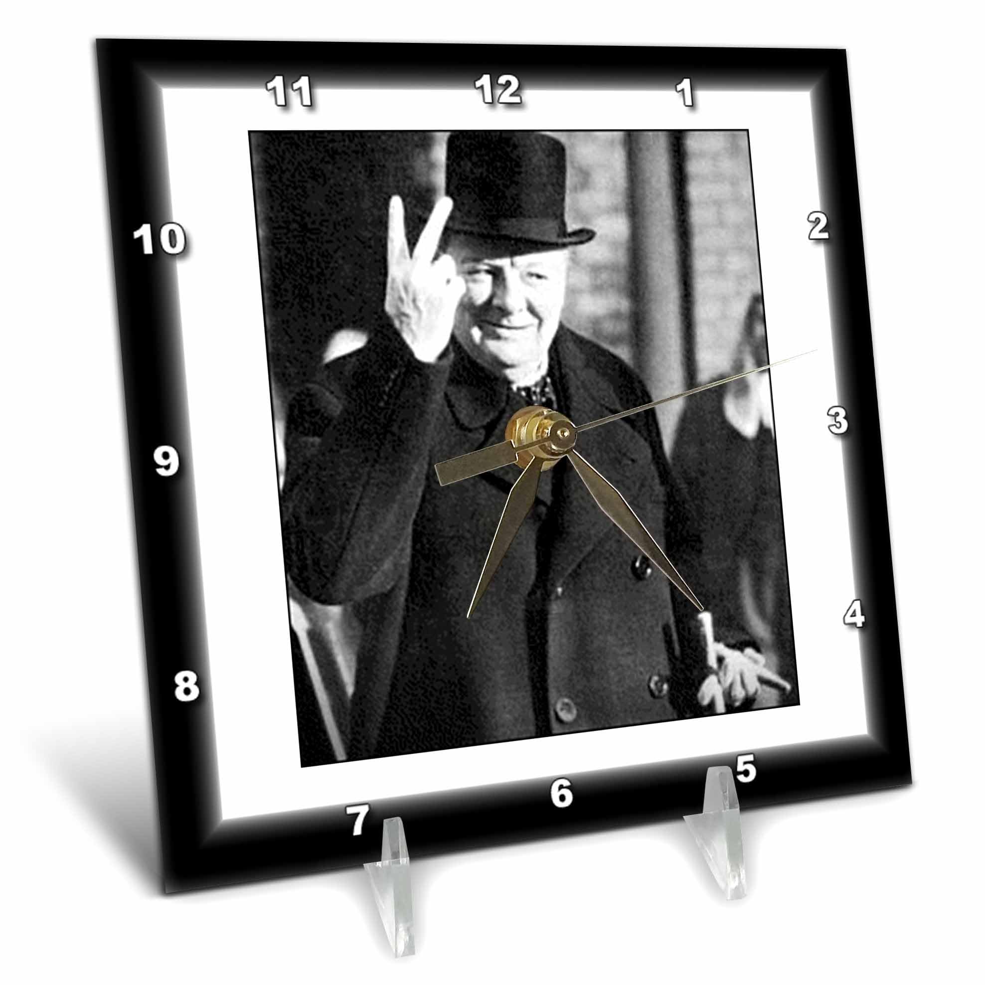 3dRose dc_98649_1 Vintage Photo of Winston Churchill.Jpg-Desk Clock, 6 by 6-Inch