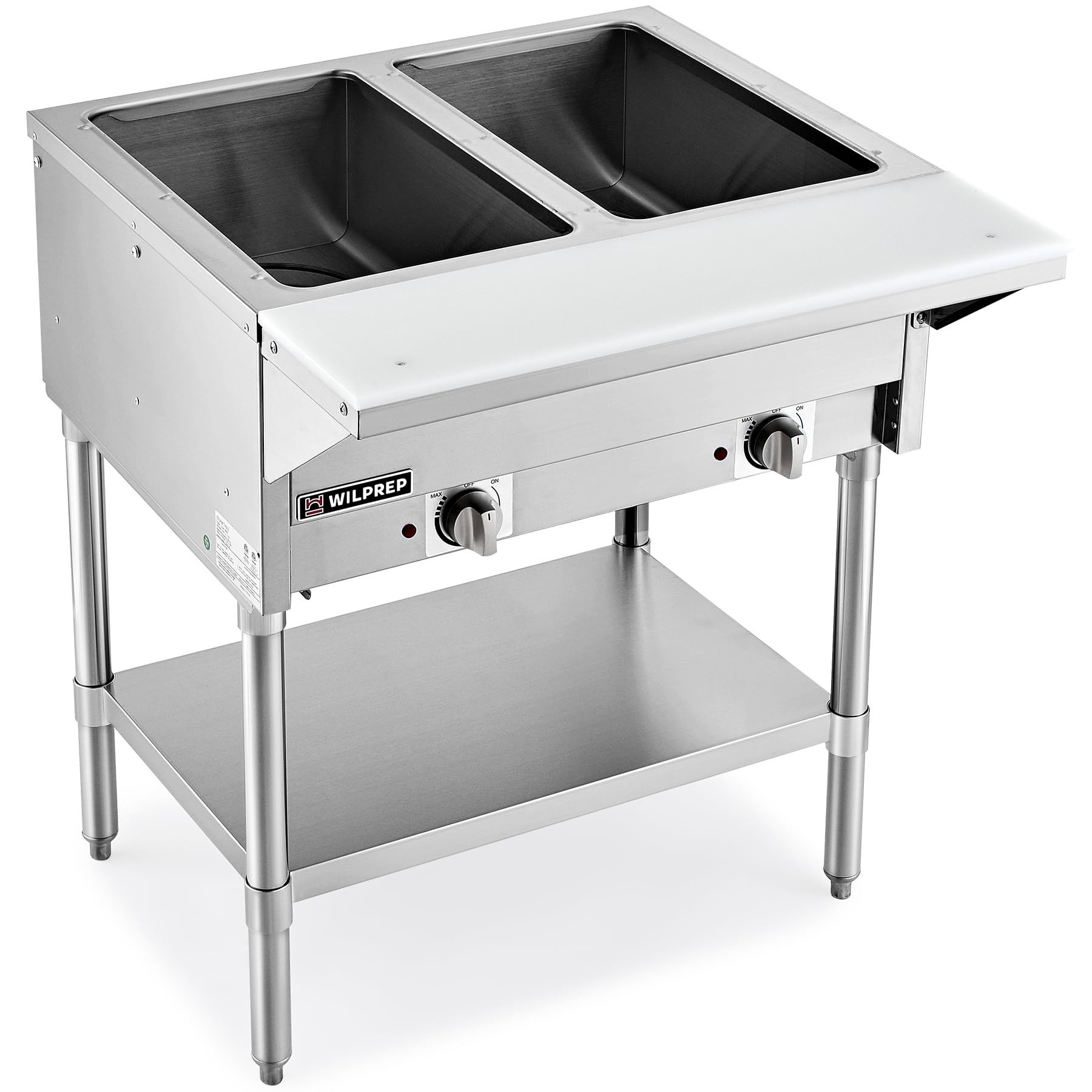 WILPREP 2 Well Commercial Food Warmer, 1000W Electric Steam Table with 8