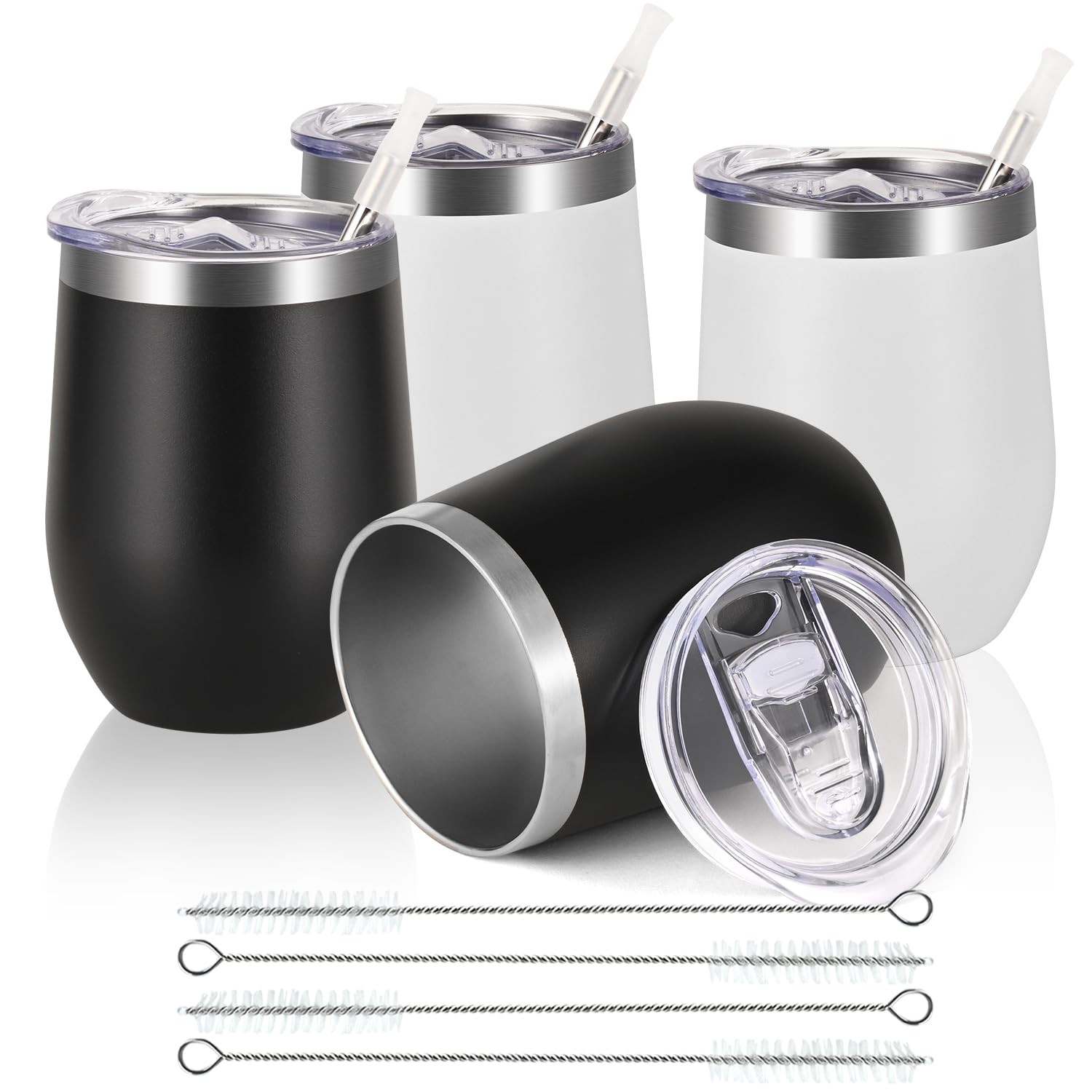 Joymaking Reusable Coffee Cup, Double Walled -Insulated Travel Mug Vacuum Stainless Steel Wine Tumbler with Spill Proof Lid