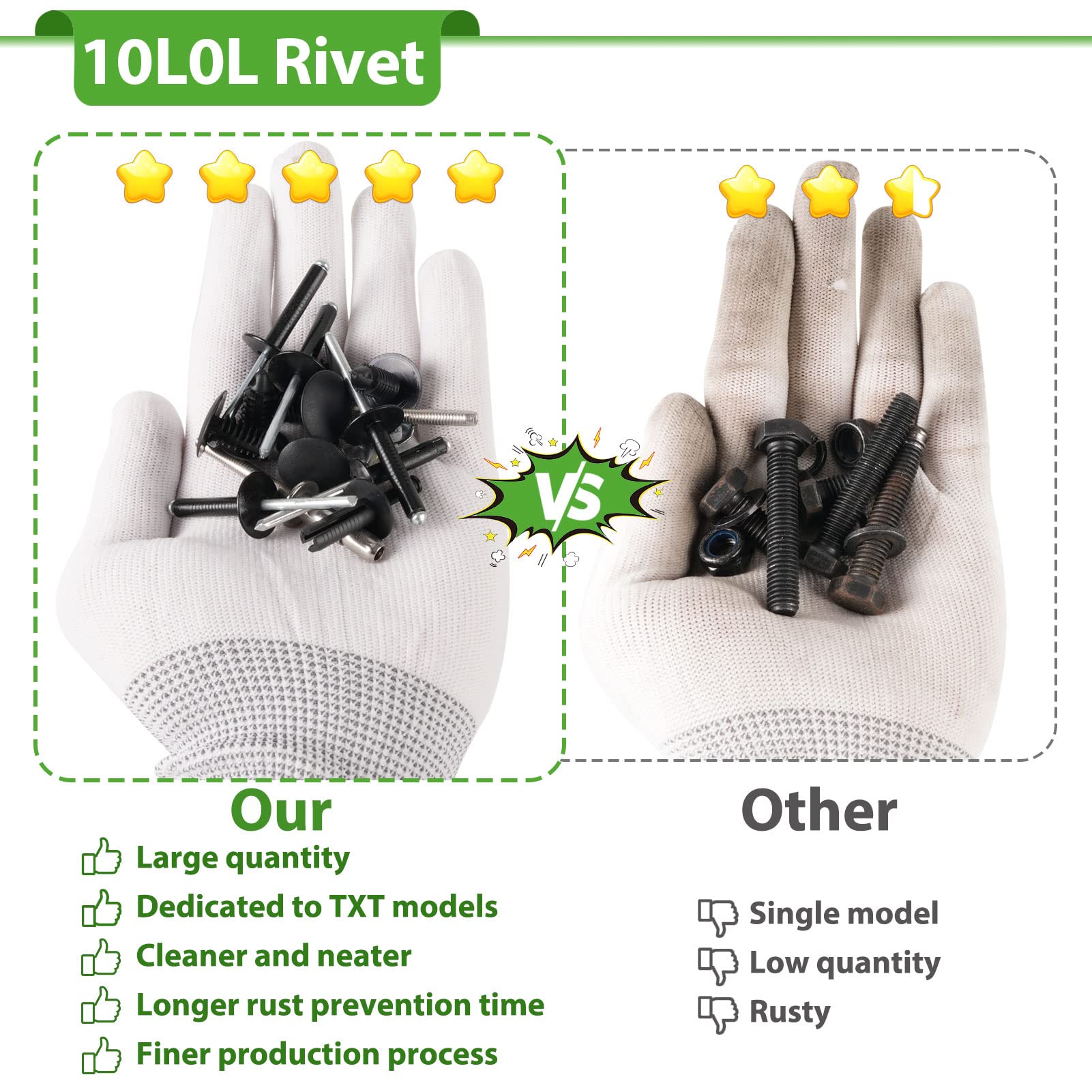10L0L EZGO TXT Kit completo per rivetti a corpo adatto per carrelli da golf EZGO TXT Gas & Veicoli elettrici (Dal 1994)