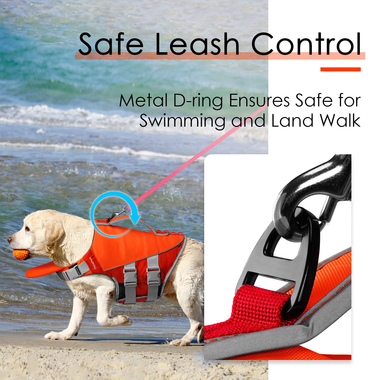 ThinkPet Hund Schwimmweste Einstellbare Rettungsweste Reflektierende Lifesaver mit Auftrieb