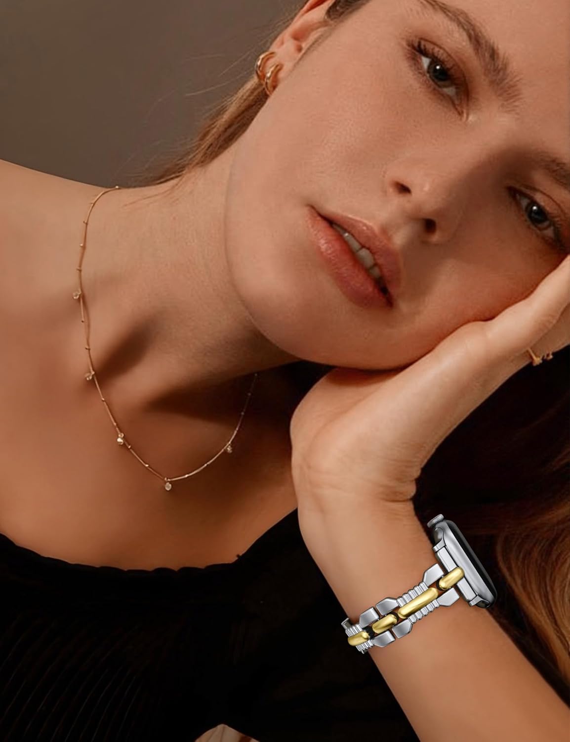 Wearlizer Slim Metal Band Compatible with Apple Watch Bands 42/46/38/40/41/44/45/49mm Women, Thin Dressy Stainless Steel Strap Designer Bracelet for iWatch Series 11 10 9 8 7 6 5 4 SE/Ultra 3 2 1
