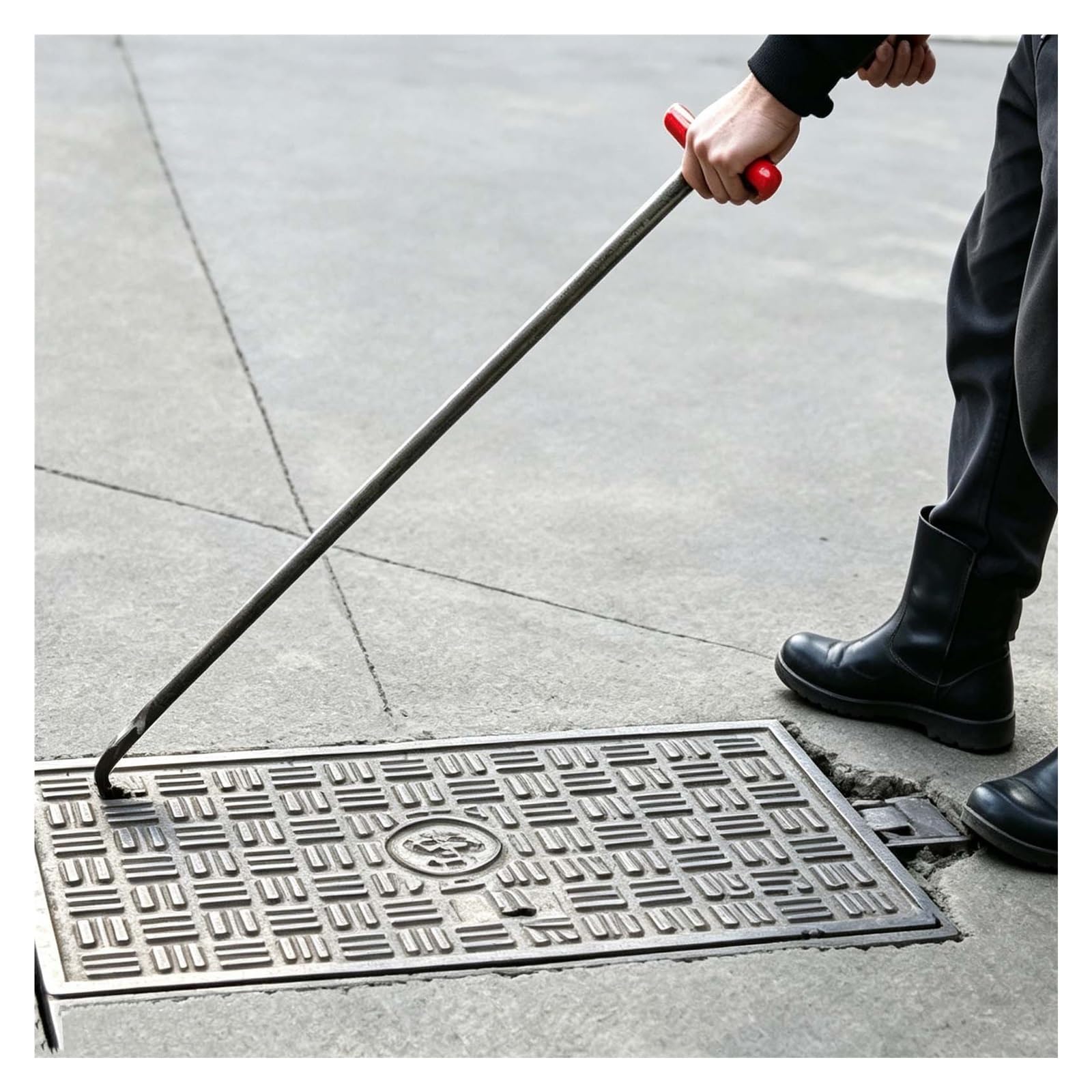 Pręt Łom Ostry Tępy Hak Do Podnoszenia Pokryw Włazów | Pręty Podnoszące 45/65/85cm, Hak Do Worków Cementu, Drzwi Rolet, Usuwanie Kamieni Opon(Pointed,85cm(33inch)L)