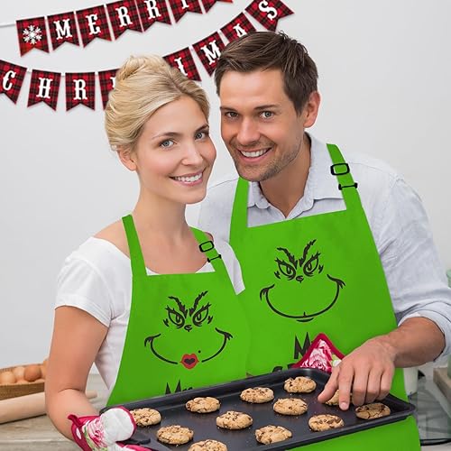 Miniatura 7 de Delantal de elfo, con texto en inglés "I Just Like to Smile Smiling's My Favorite, divertidos delantales de Navidad, bonitos regalos de horneado