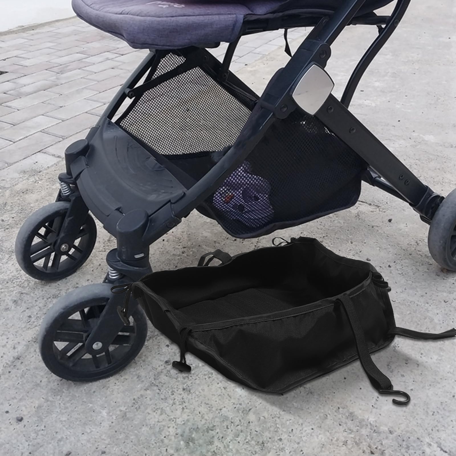 Gatuida Cestello portaoggetti universale per passeggino, accessorio per riporre il passeggino sotto la borsa, organizer facile da installare per accessori da viaggio e da esterno.