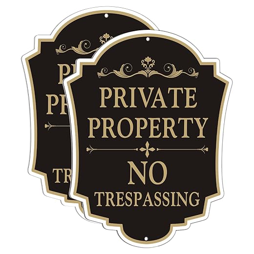 2 Pack Private Property No Trespassing Sign, 12x10 Inch Aluminum Metal Sign, Fade-Resistant, All-Weather, Indoor Outdoor Use