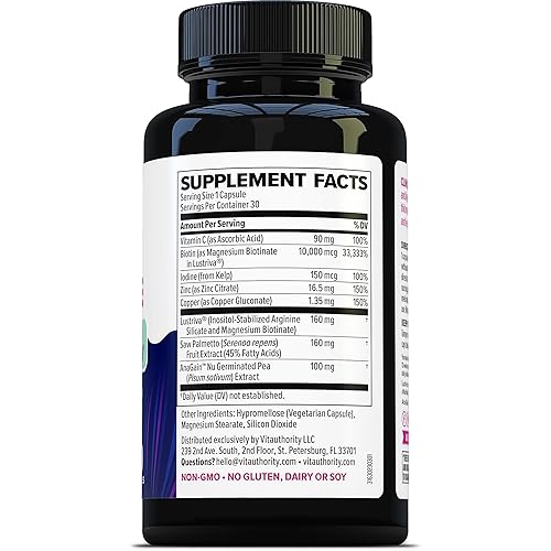 Miniatura 8 de Vitaminas para el crecimiento del cabello para mujeres y hombres  Suplemento bloqueador Lustriva y DHT para cerraduras más gruesas y llenas, biotina