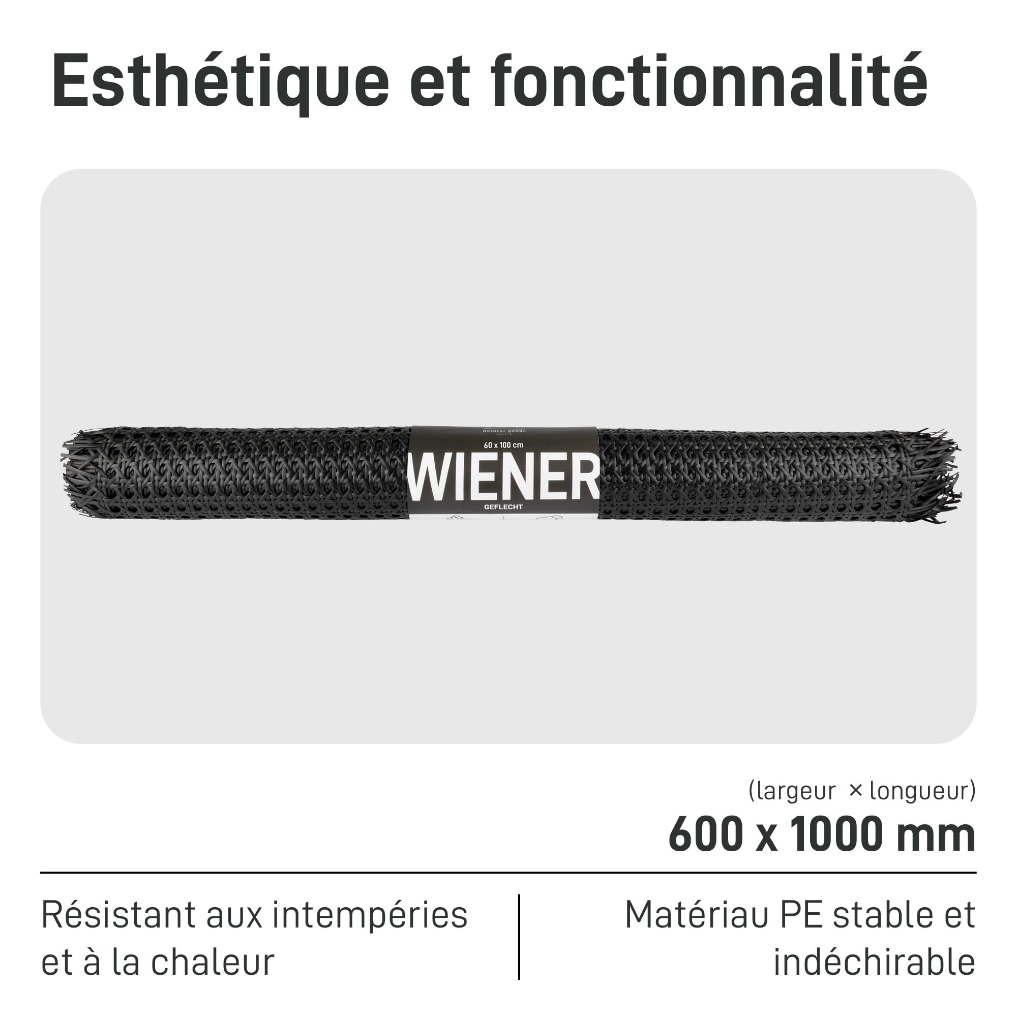 Natural Goods Berlin Cannage Rouleau pour Meuble | Rattan Tressé pour Meubles DIY comme Porte d'Armoire, Chaise, Commode, Buffet, Banc, Cloison ou Brise-Vue | Tressage de Panier 60x100 cm en Blanc