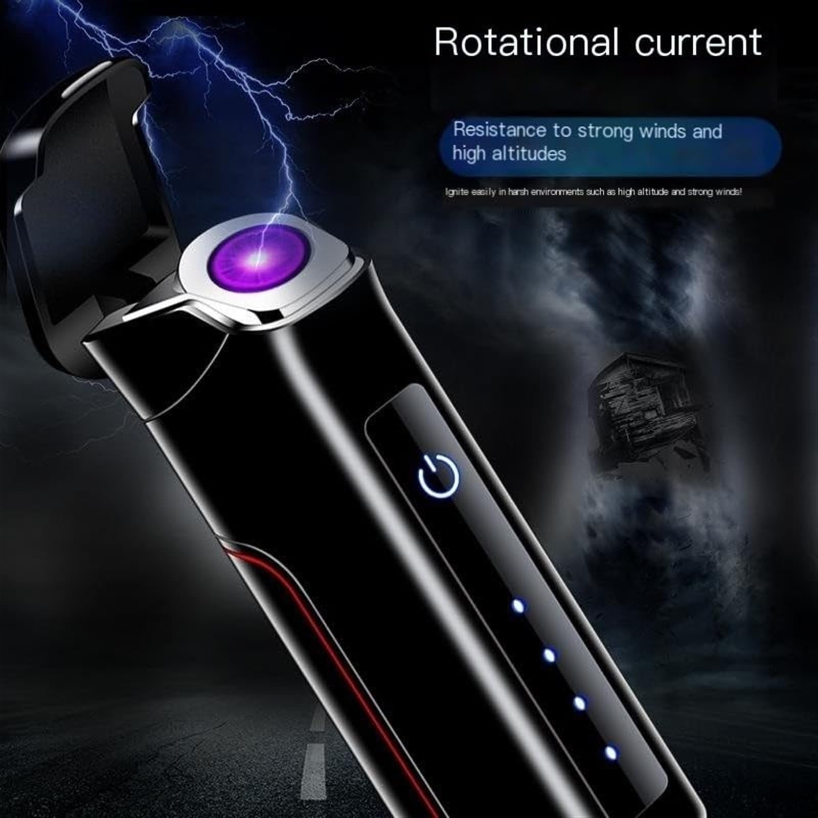 Accendino ad arco elettrico di grande capacità, batteria sostituibile ricaricabile tramite USB, accendino antivento senza fiamma a doppio arco con interruttore con sensore tattile, indicatori di livel
