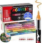 48 Colors Acrylic Paint Markers, Soft Brush Tip Acrylic Paint Pens, Quick-Drying Waterproof Markers for Canvas, Rock, Wood, Stone, Glass, Ceramic, Fabric Painting (5 Extra Nibs)