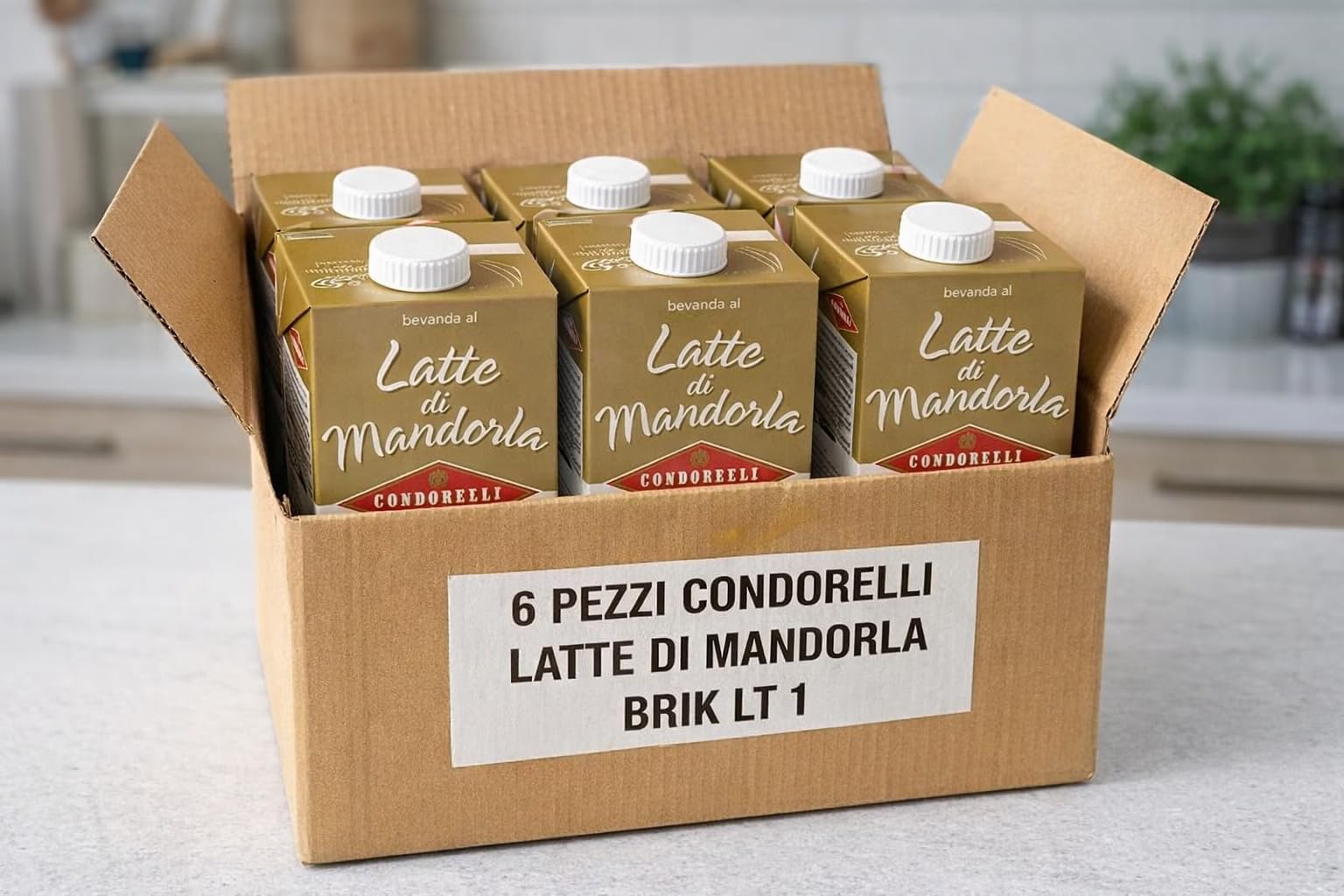 Bevanda al Latte di Mandorla Classico con Mandorle Italiane Senza Lattosio 100% Vegetale Brik da 1 Litro Confezione Convenienza da 6 Pezzi