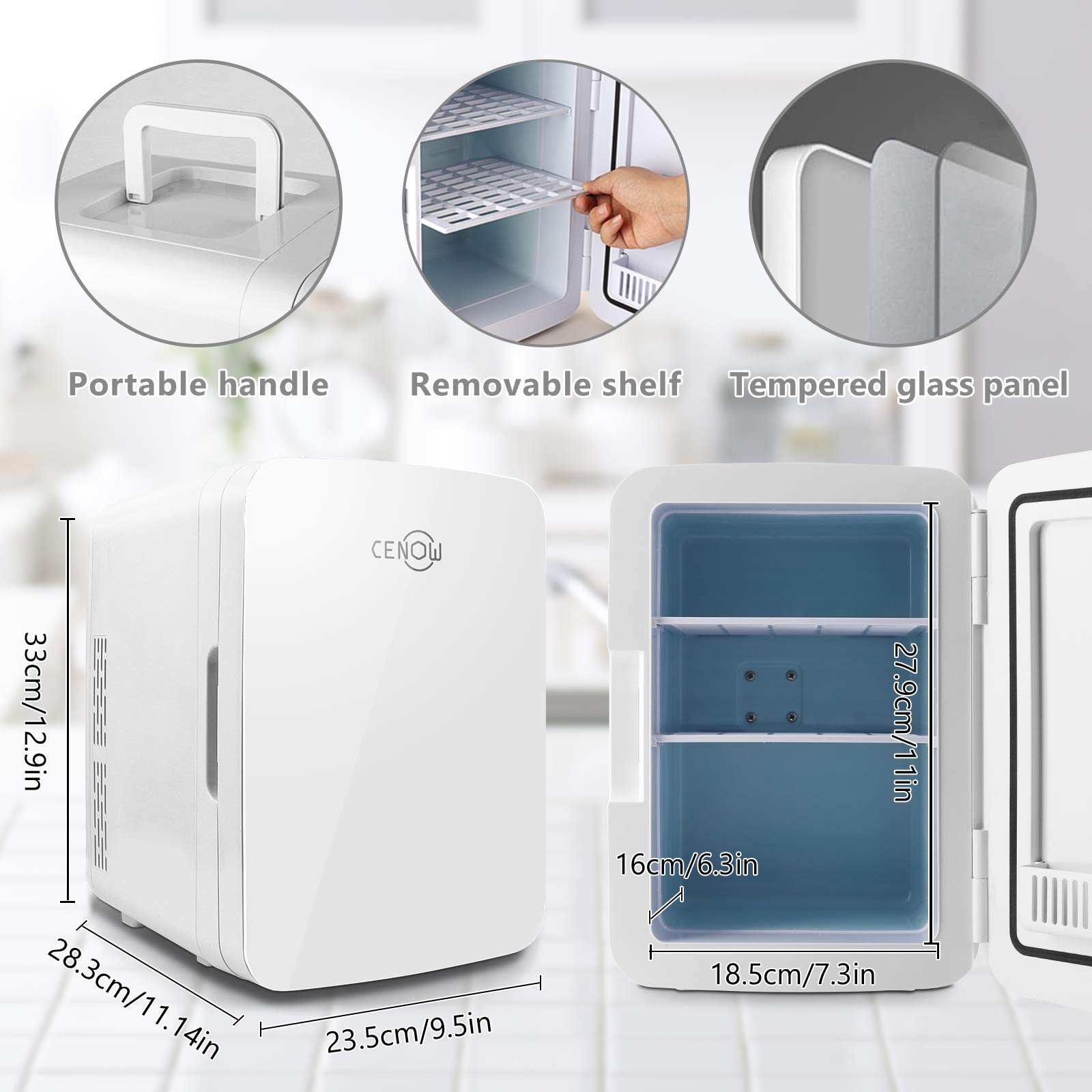 Buy Cenow Mini Fridge for Bedroom, 10 Liter/12 Can Rapid Cooling
