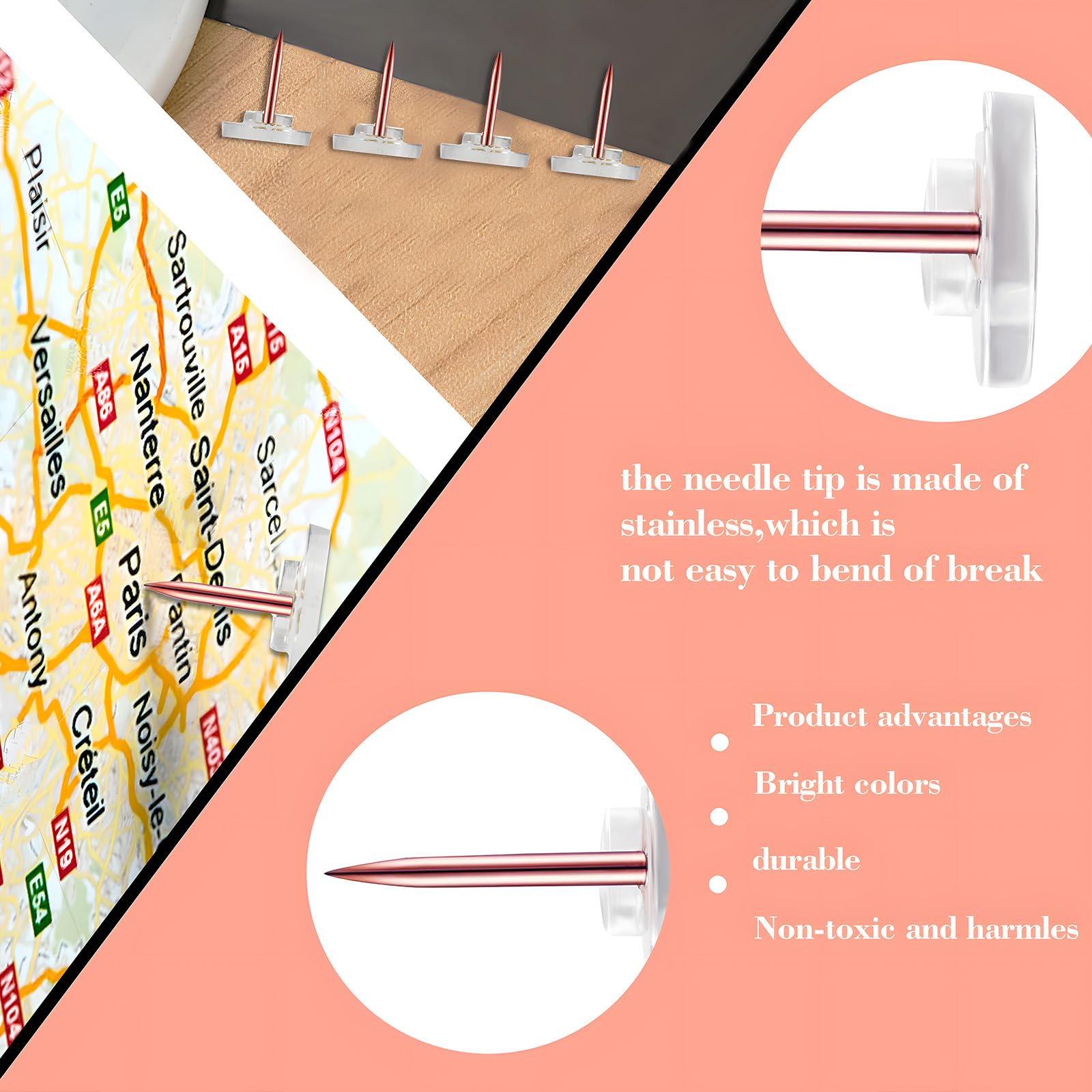 VAPKER 150Pcs Zwarte Duim Tacks Plastic Decoratieve Push Pins Platte Hoofd Stalen Punt Muur Pins Kleine Gear Styled Plastic Pushpins voor Cork Bulletin Board School, Kantoorbenodigdheden