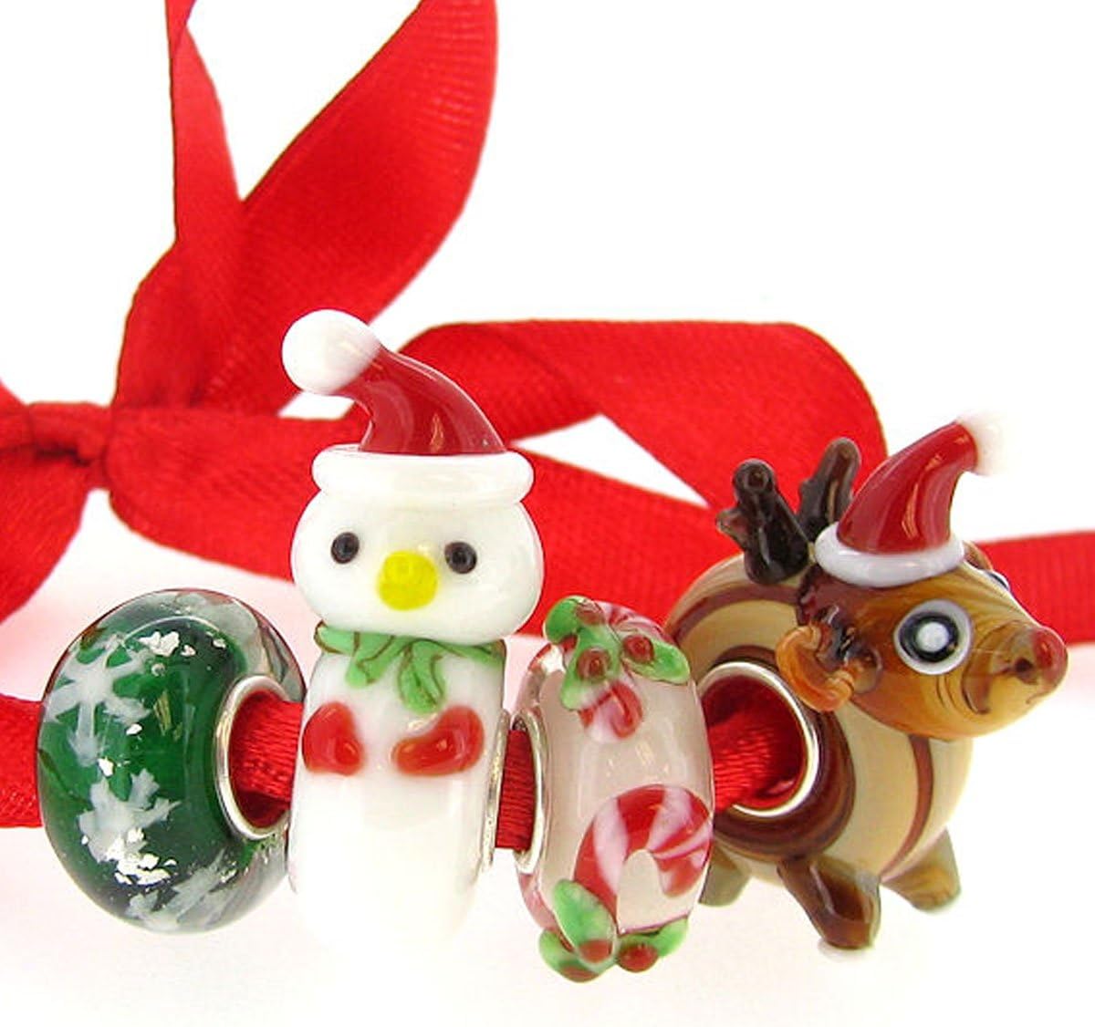 6pcs Sterling Silver Colorful Round European Style Glass Bead Charm Bundle