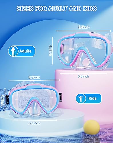 Miniatura 2 de Gafas de natación para adultos y niños, gafas de natación antivaho con cubierta para la nariz, sin fugas, máscara de buceo de esnórquel transparente