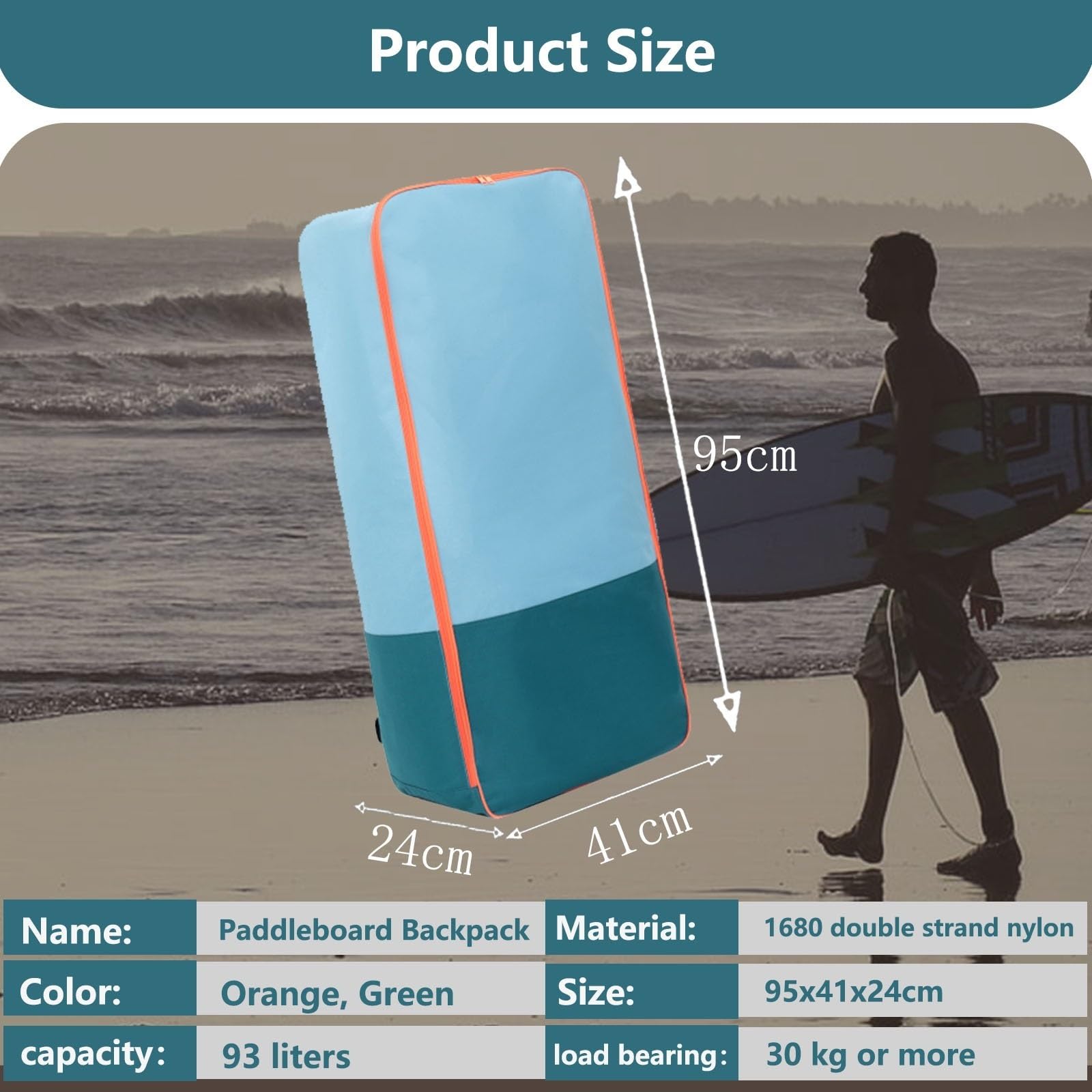 Sup Sac à dos de transport pour planche de stand up paddle, 93 l, sac de transport pour planche de stand up paddle, accessoires