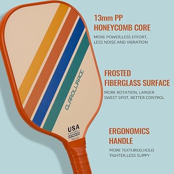 Pickleball Paddles Pickleball Paddles, 2 USAPA Approved Pickleball Rackets | 4, Fiberglass Surface and PP Honeycomb Core Handles, 4 Indoor/Outdoor Balls, 1 Pickleball Bag