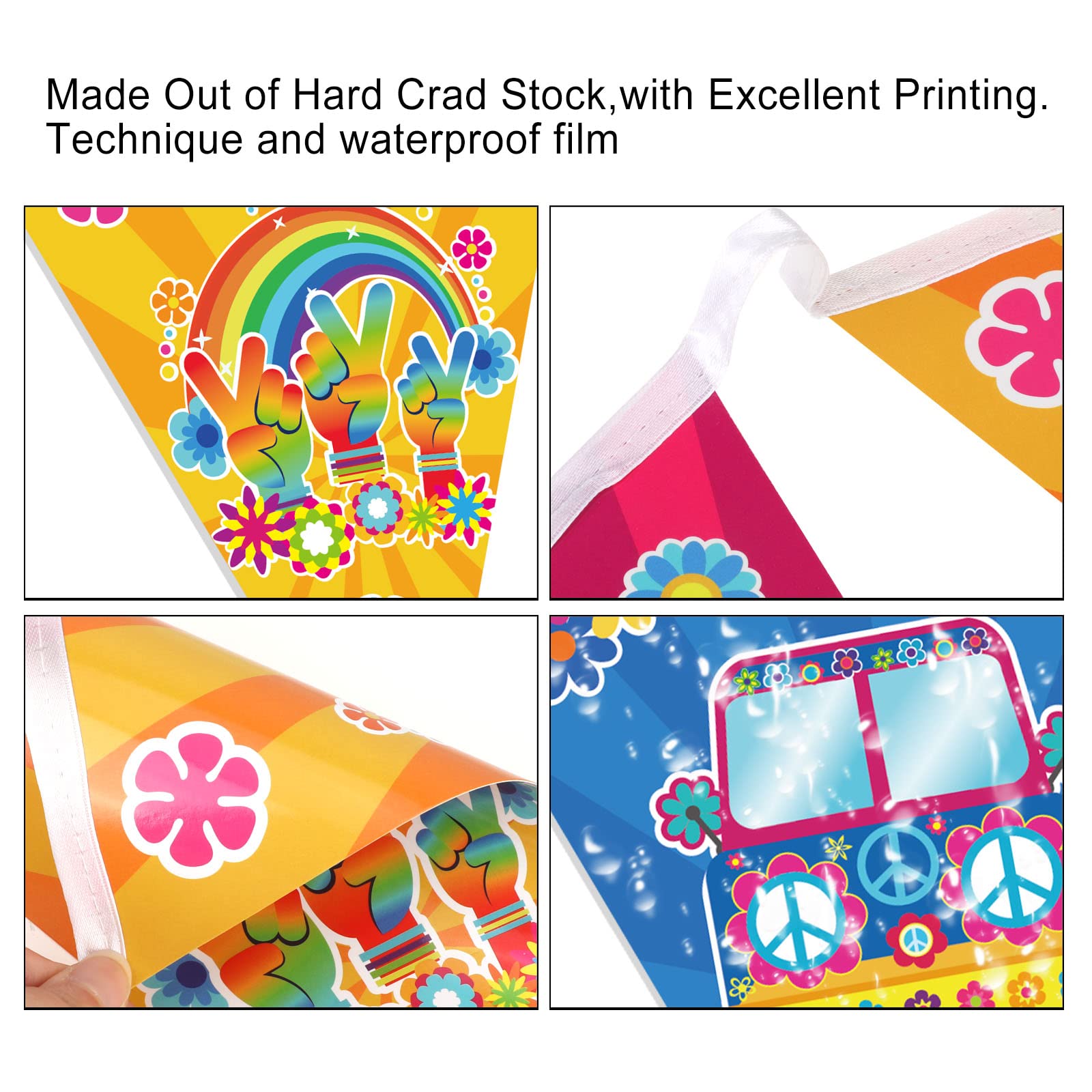 HOWAF 60s 70s Hippie Theme Party Decorations, Retro Groovy Party Banner - Image 3