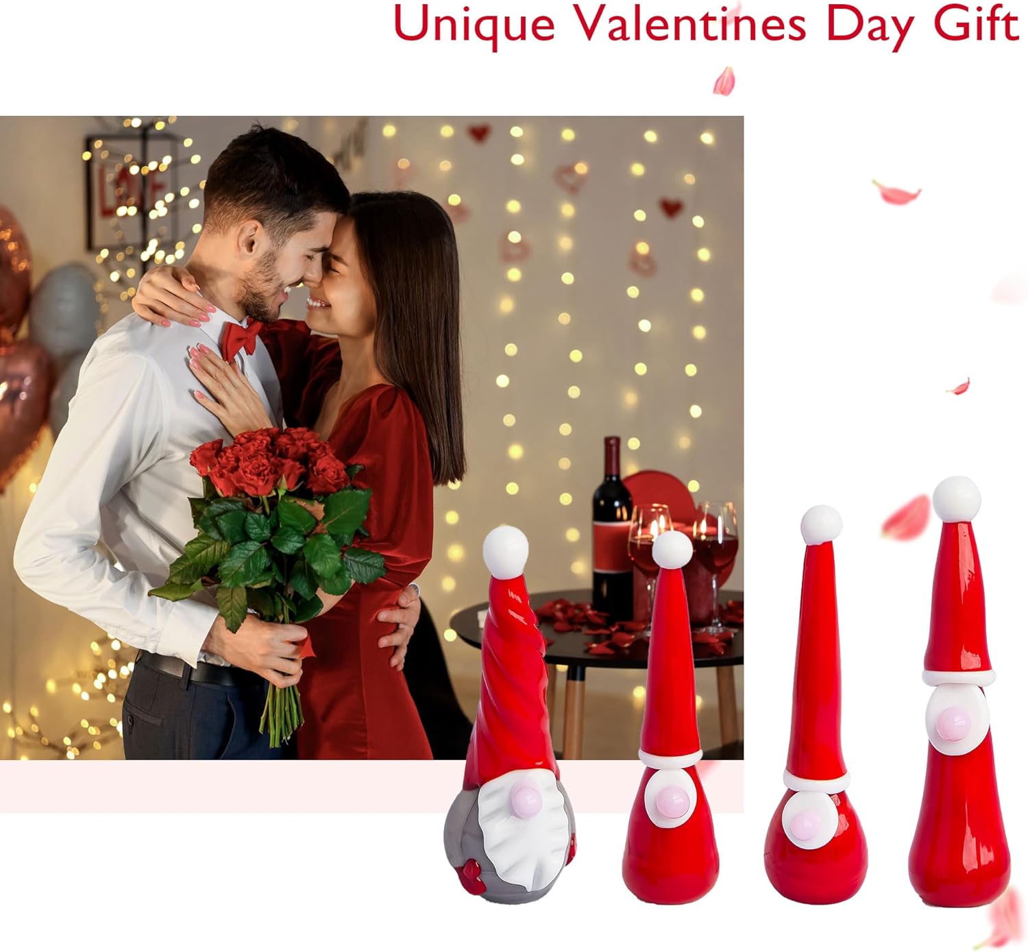 HDCRYSTALGIFTS 4PCS Red Valentines Gnomes Figurines Decorations, 3'' Blown Glass Elf Ornaments Miniature Collectibles for Table Home Decor Valentines Day Gifts for Women - Image 7