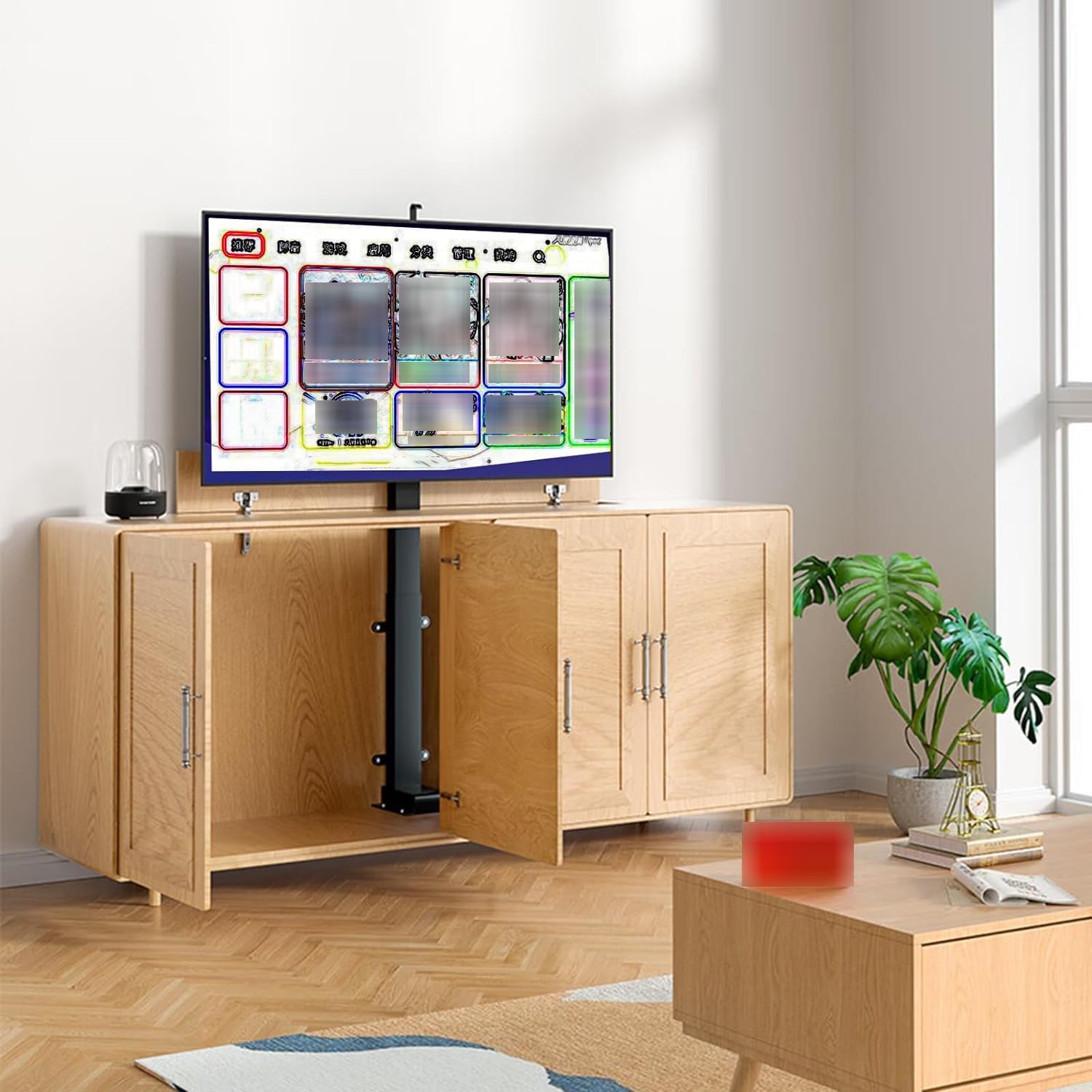 Sollevatore Motorizzato per TV da 26 A 75 Pollici, Supporto TV Motorizzato con Telecomando E Impostazione di Memoria, può Essere Nascosto in Un Mobile