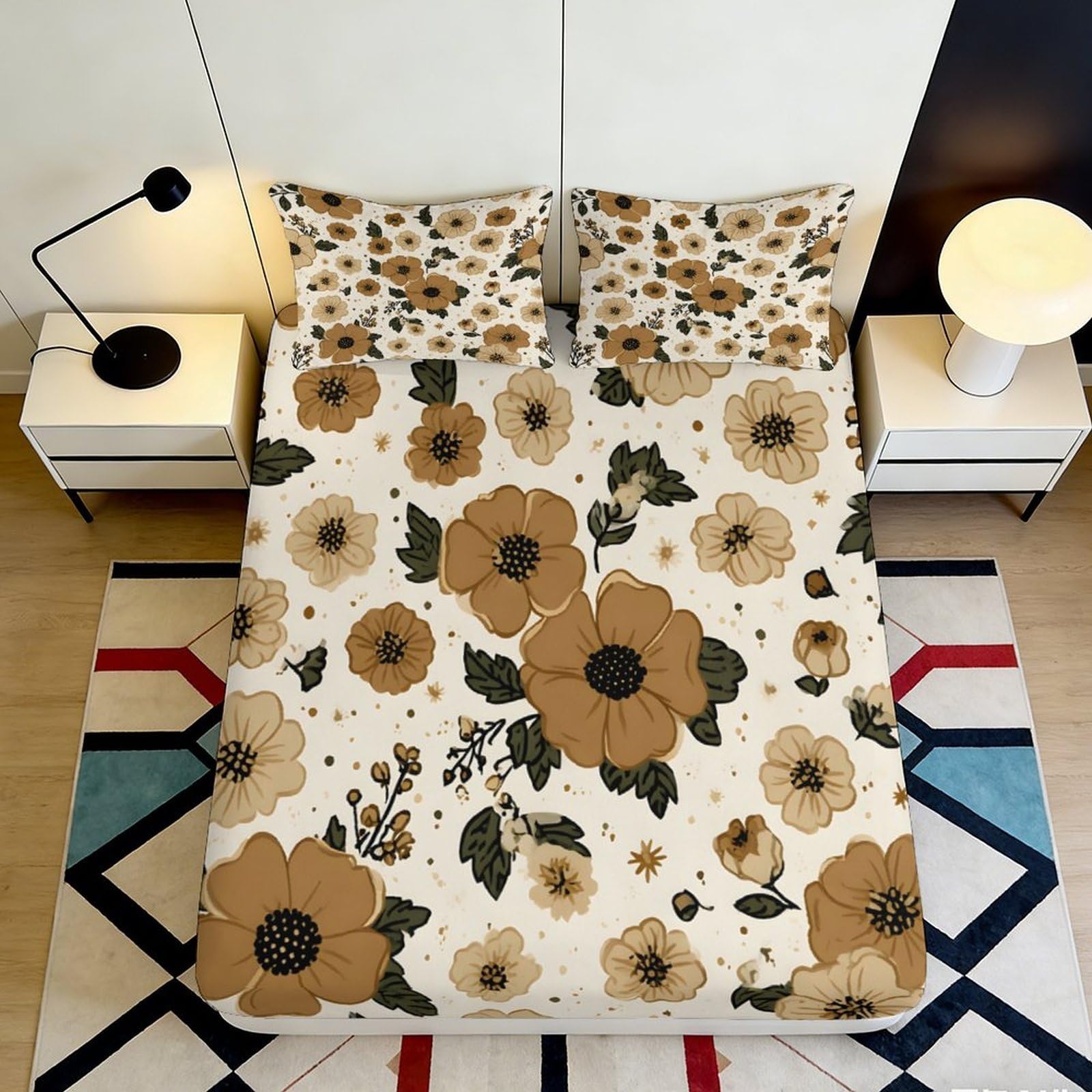 K1r3d9e5 Style-2 3D Printed Sunflower Fitted Sheet Microfiber Soft Floral Bed Cover For Bedroom Guest Room Mattress Protection Decor 90X200x25cm