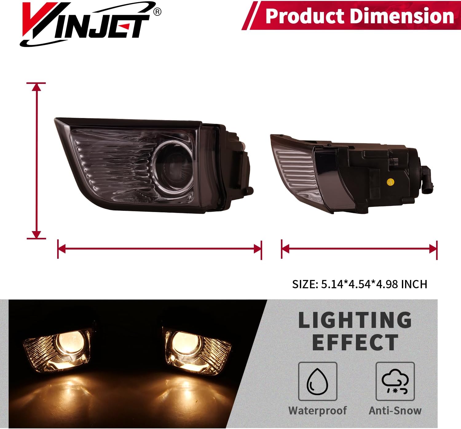 Winjet Fog Lights for 2003 2004 2005 Toyota 4Runner OEM Replacement Fog Lamps 2PCS Driving Projector Fog Lights w/ 9006 12V 51W Halogen Bulbs (Smoke Lens)