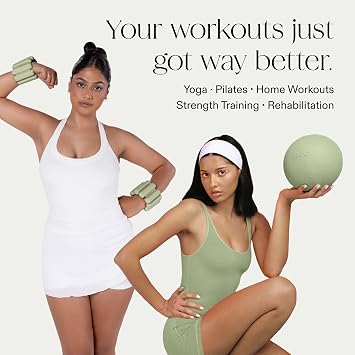 Bala Bangles Workout 2 Piece Set - 2lb Bangles Wrist & Ankle Weights & Pilates Exercise Ball