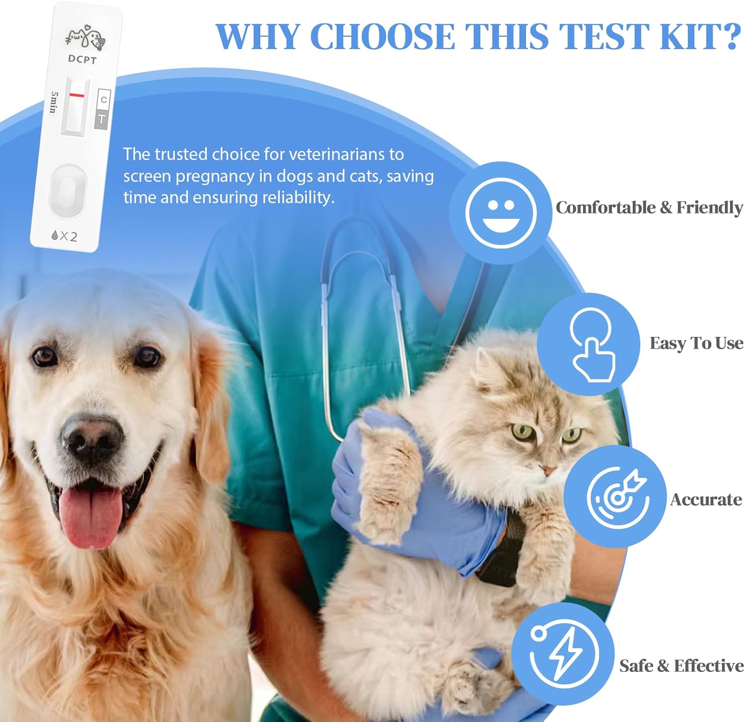 Dog & Cat Early Pregnancy Test Kit, 2 Pack Fast Accurate Home Pregnancy Detection Kit, Quick Results in 15 Minutes Pet Pregnancy Testing Supplies