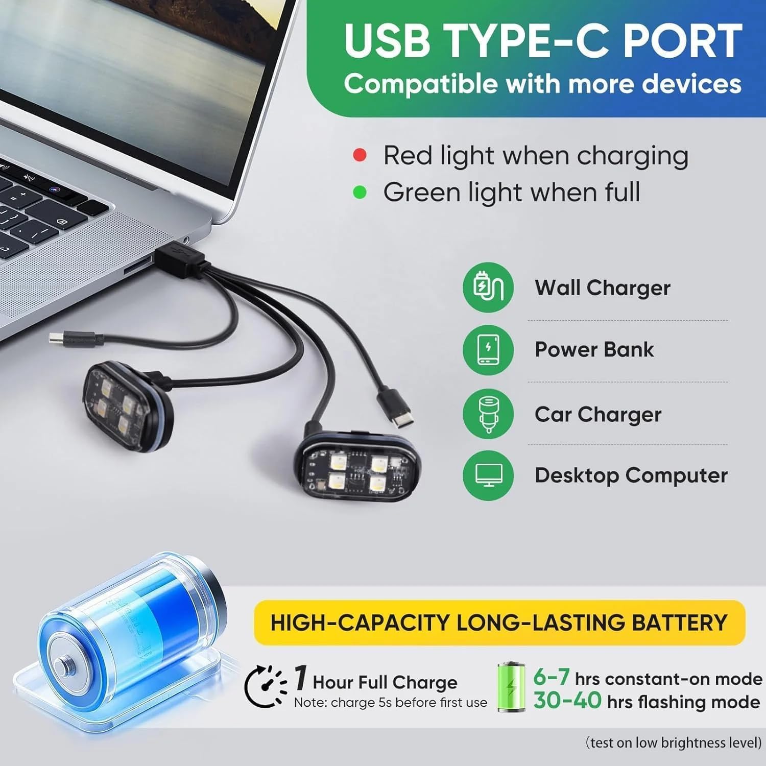 Wireless RGB LED Lights with Remote Control, Flux High Brightness Wireless LED Strobe Light, 8 Colors 10 Flash Modes USB Charging, for Drone Car Motorcycle Bike (8PCS)