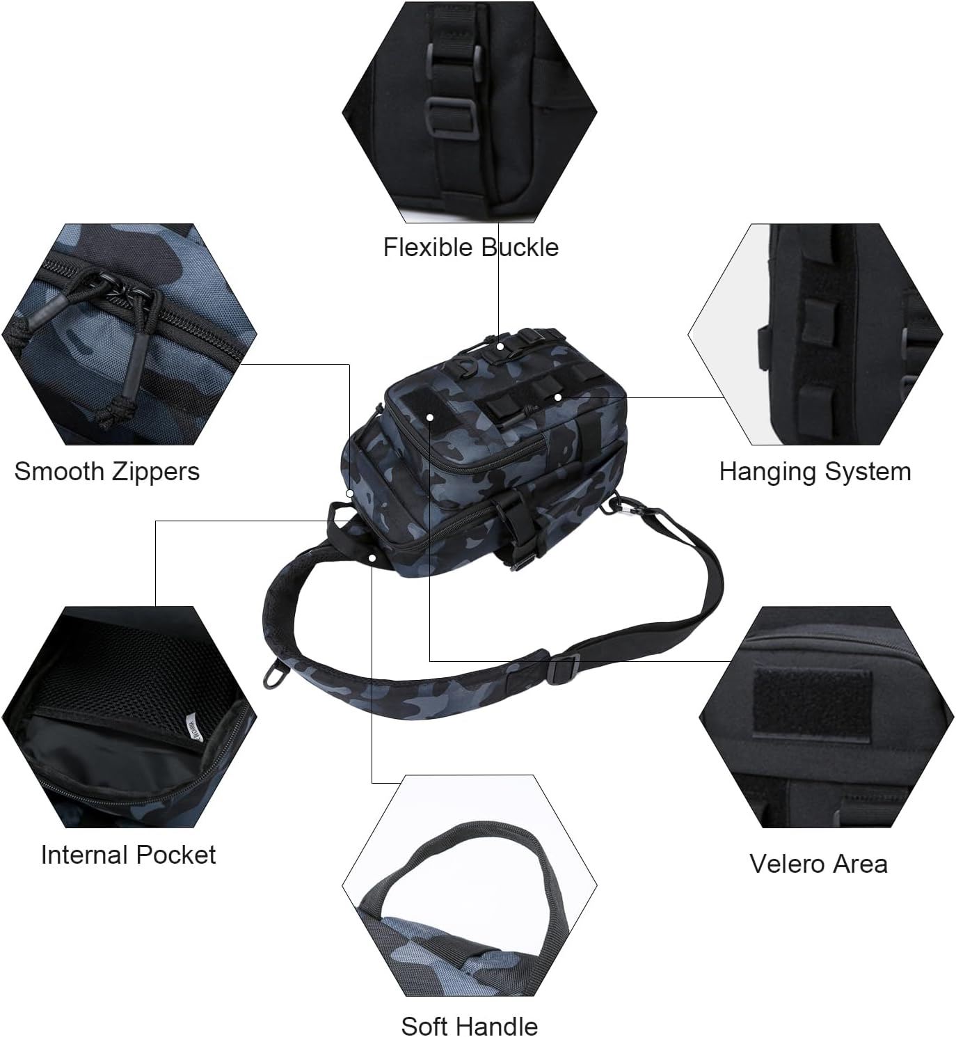 Tactical Backpack for Men, Military Sling Bag Outdoor Crossbody Shoulder Pack Chest Bag for Hiking Fishing Camping Essentials - Image 4