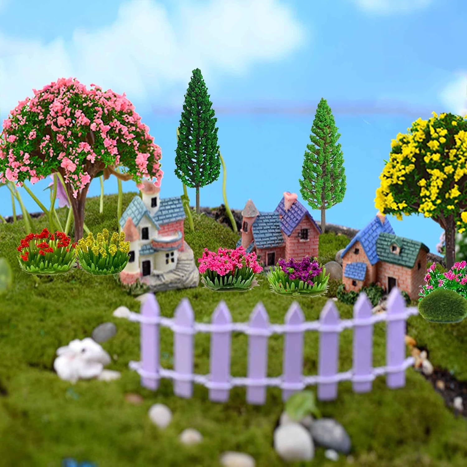 32pcs Model Trees Mixed Model Flower Trees Tree Artificial Fake Mini Flower Decorations for DIY Crafts Landscape Train Railroad Scenery Diorama Supplies - Image 3