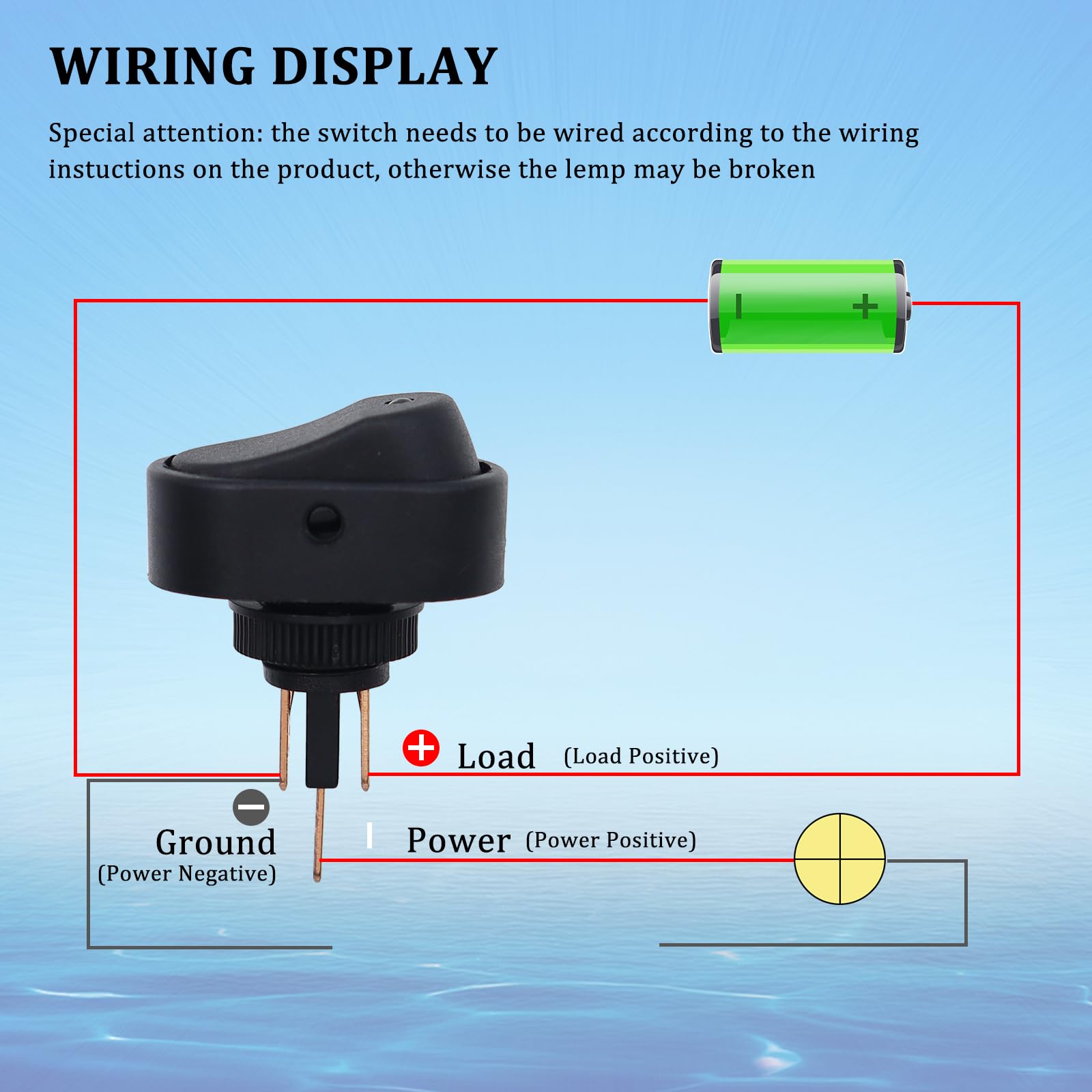 Przełącznik kołyskowy z oświetleniem LED, 12 V, 30 A, wodoszczelny, 3P SPST, sterowanie wł./wył., niebieski, zielony, żółty, czerwony, podświetlany, okrągły, do samochodów, łodzi, ciężarówek