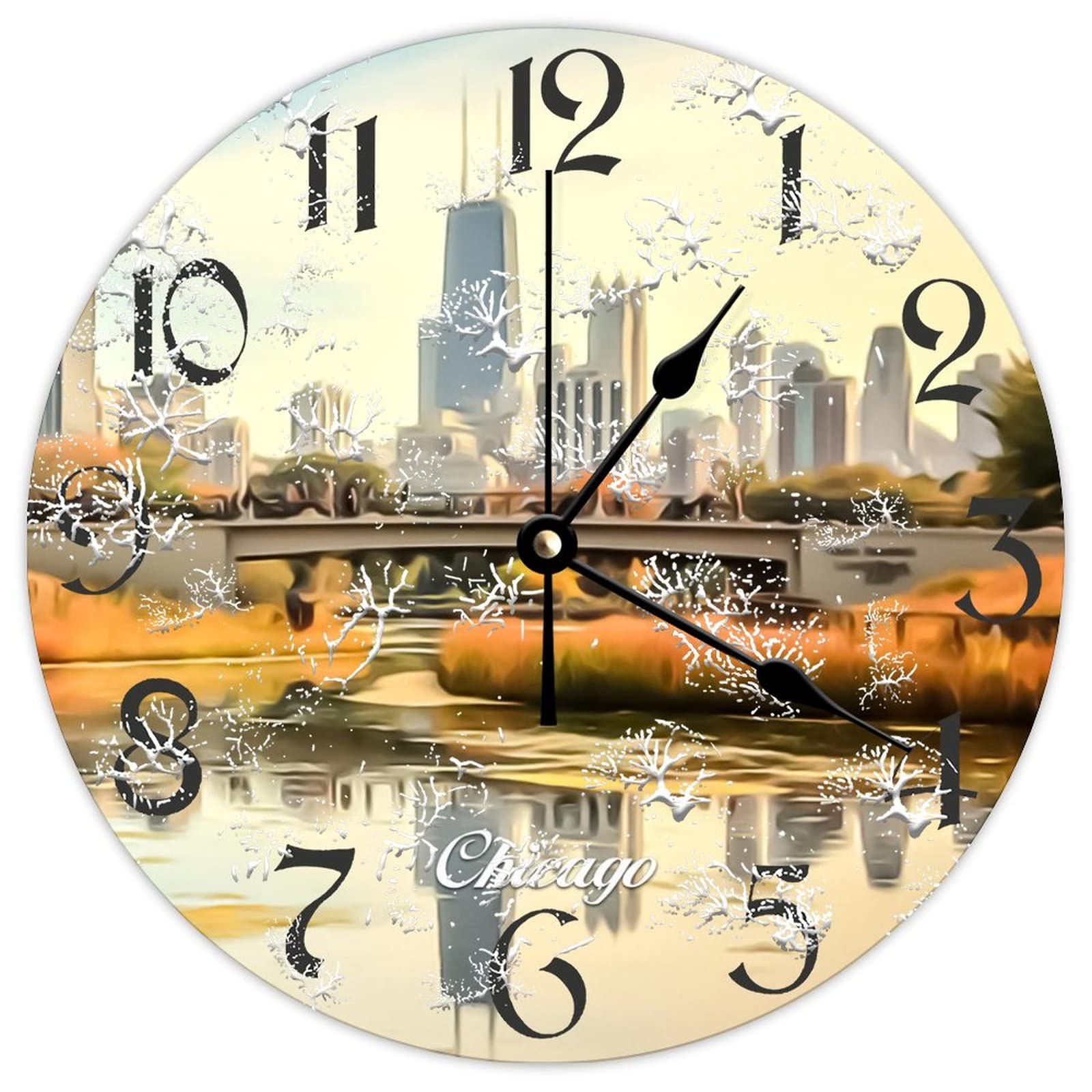 Horloge ronde en bois Chicago, le cadeau vintage idéal pour une chambre d'enfant